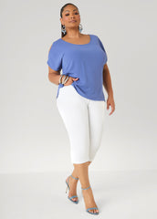 Textured Cold Shoulder Top