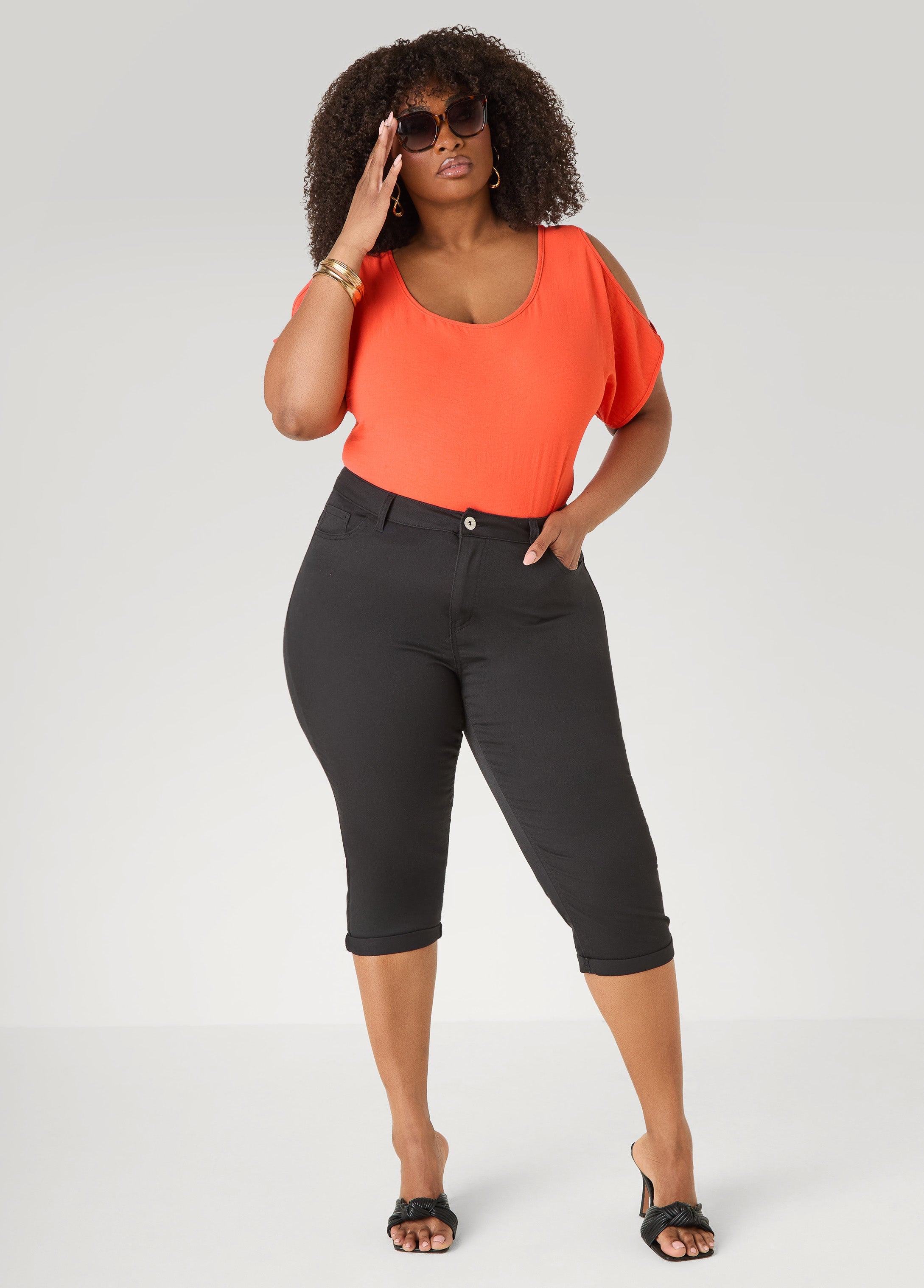 Textured Cold Shoulder Top