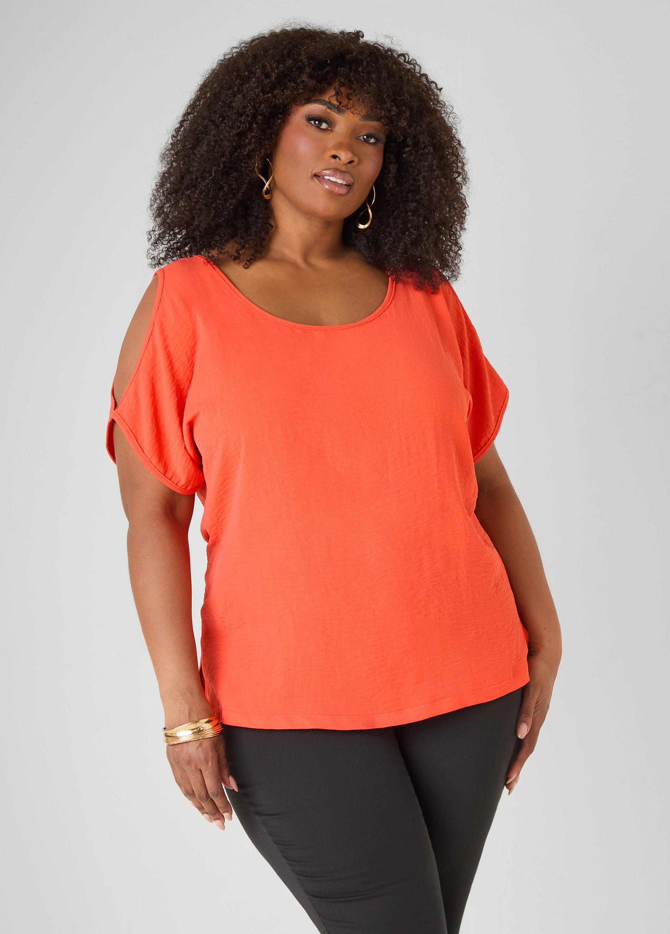 Textured Cold Shoulder Top