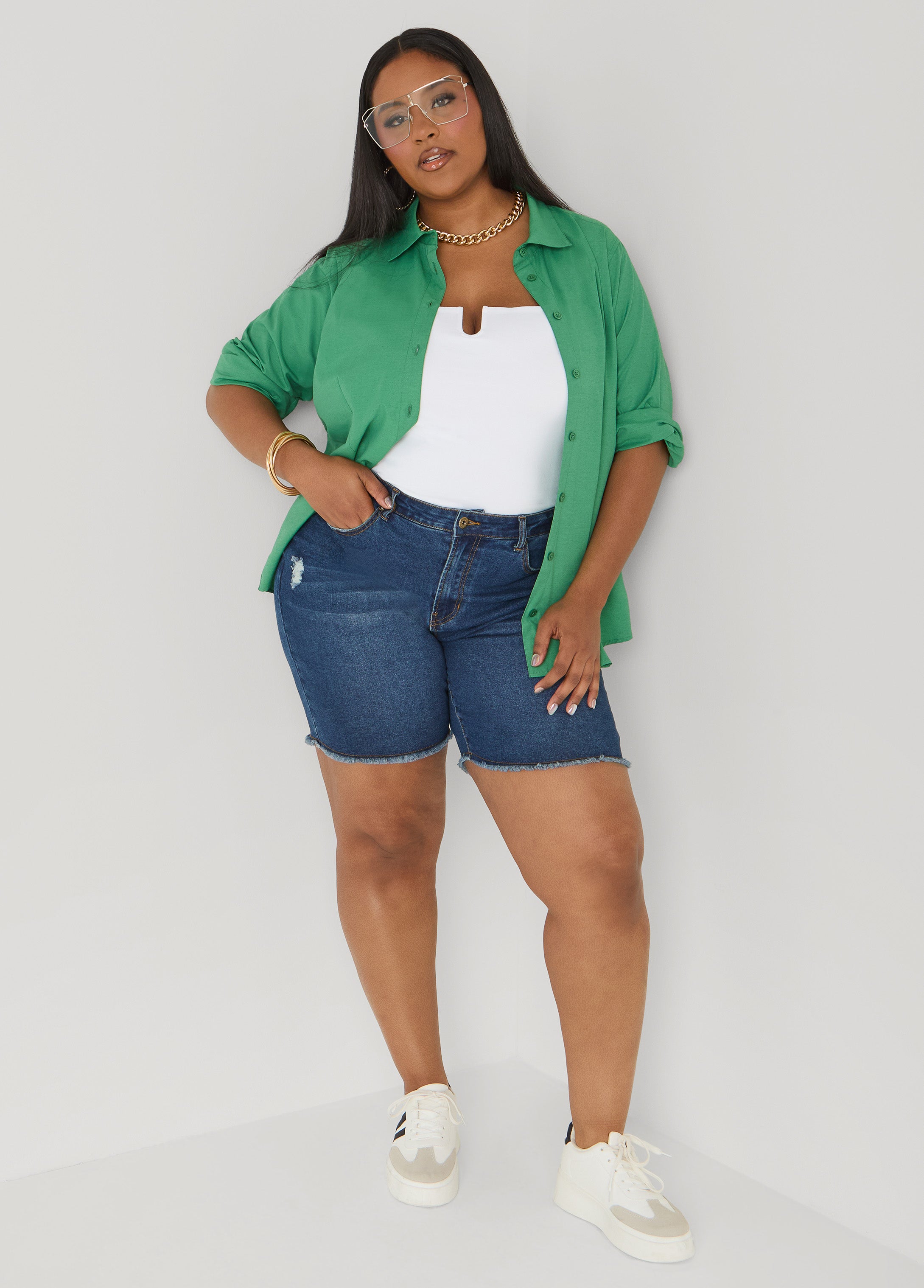 Collared Cotton Blend Shirt