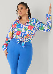 Floral Print Collared Shirt