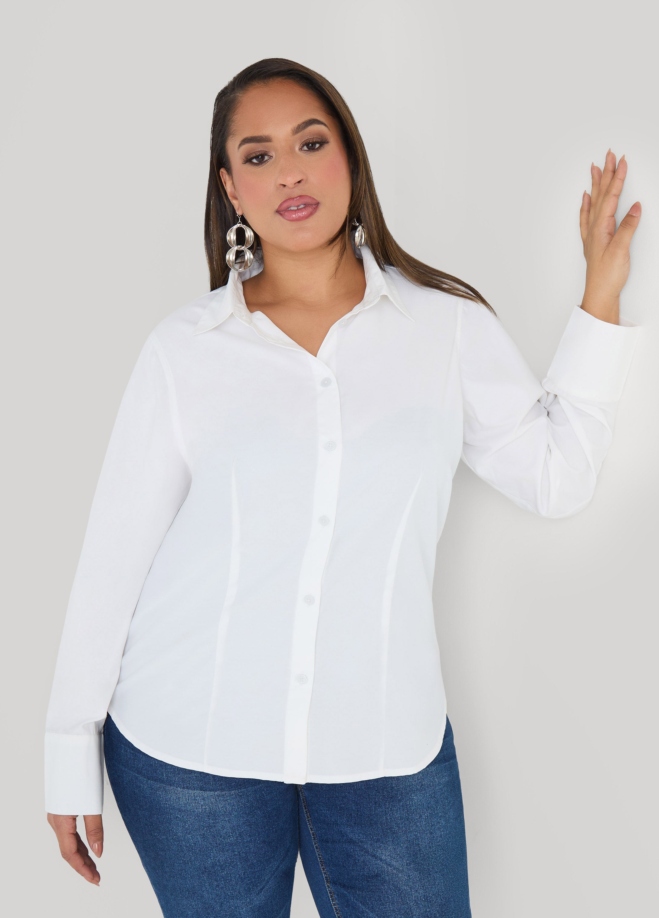 Cotton Blend Collared Shirt