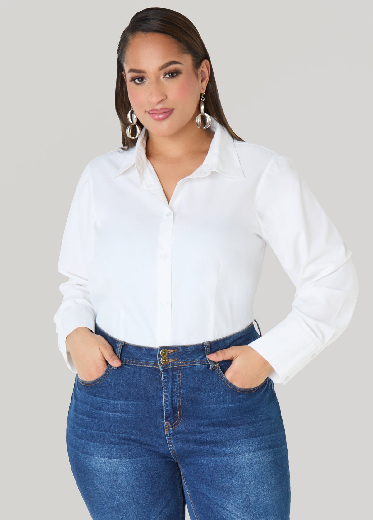 Cotton Blend Collared Shirt