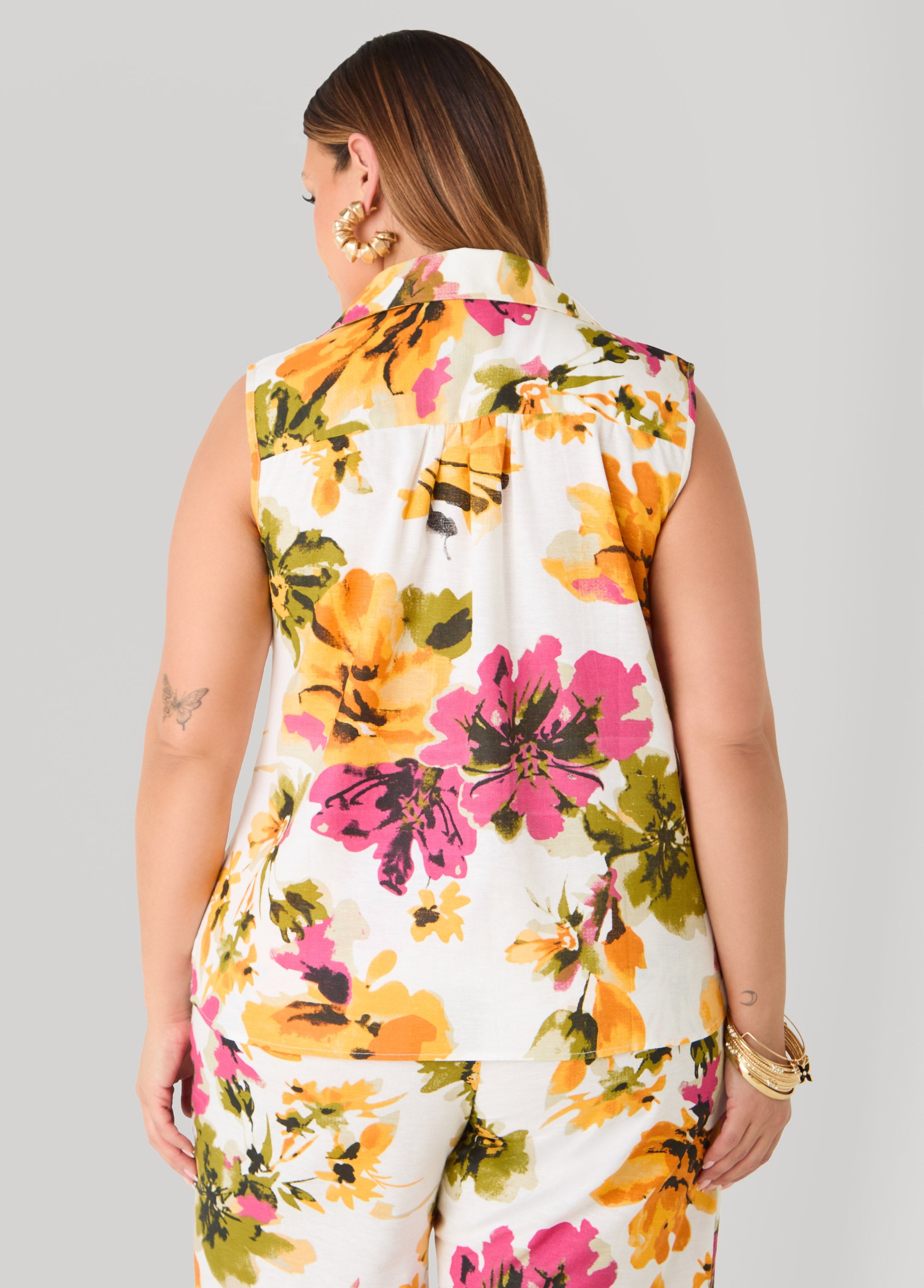 Watercolor Floral Print Shirt