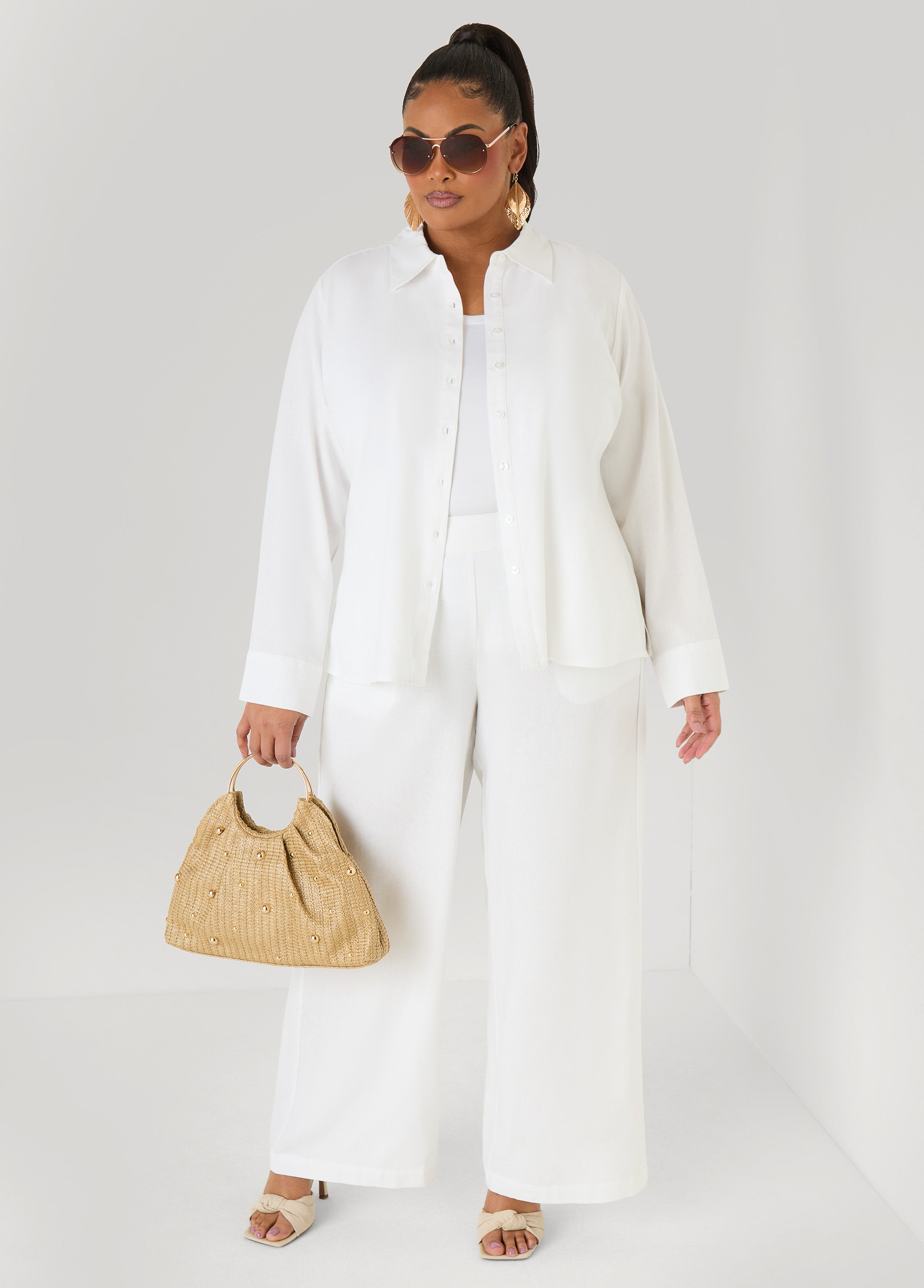 Long Sleeved Linen Blend Shirt