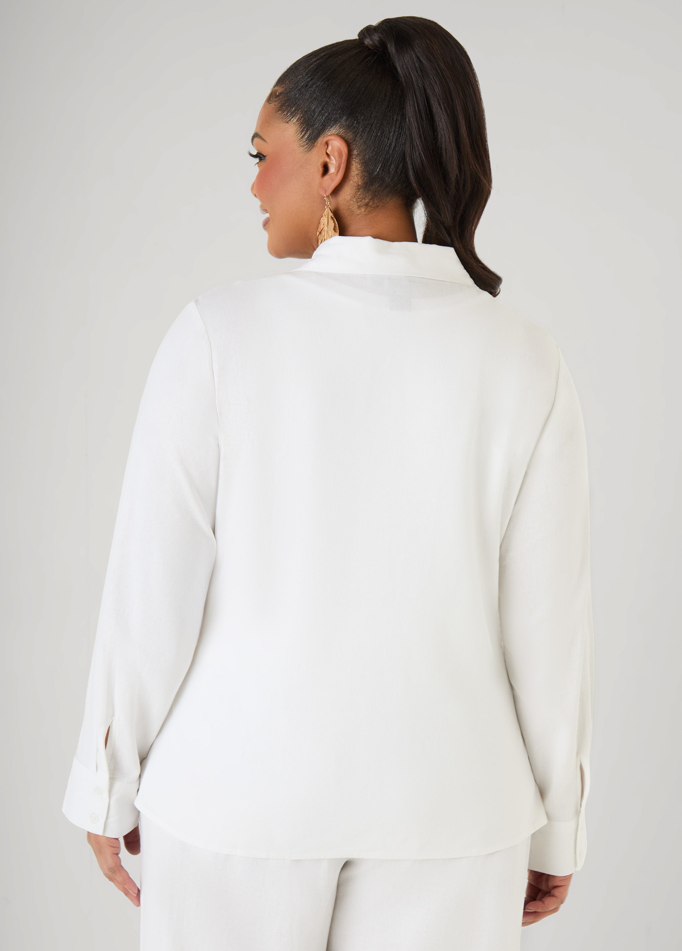 Long Sleeved Linen Blend Shirt
