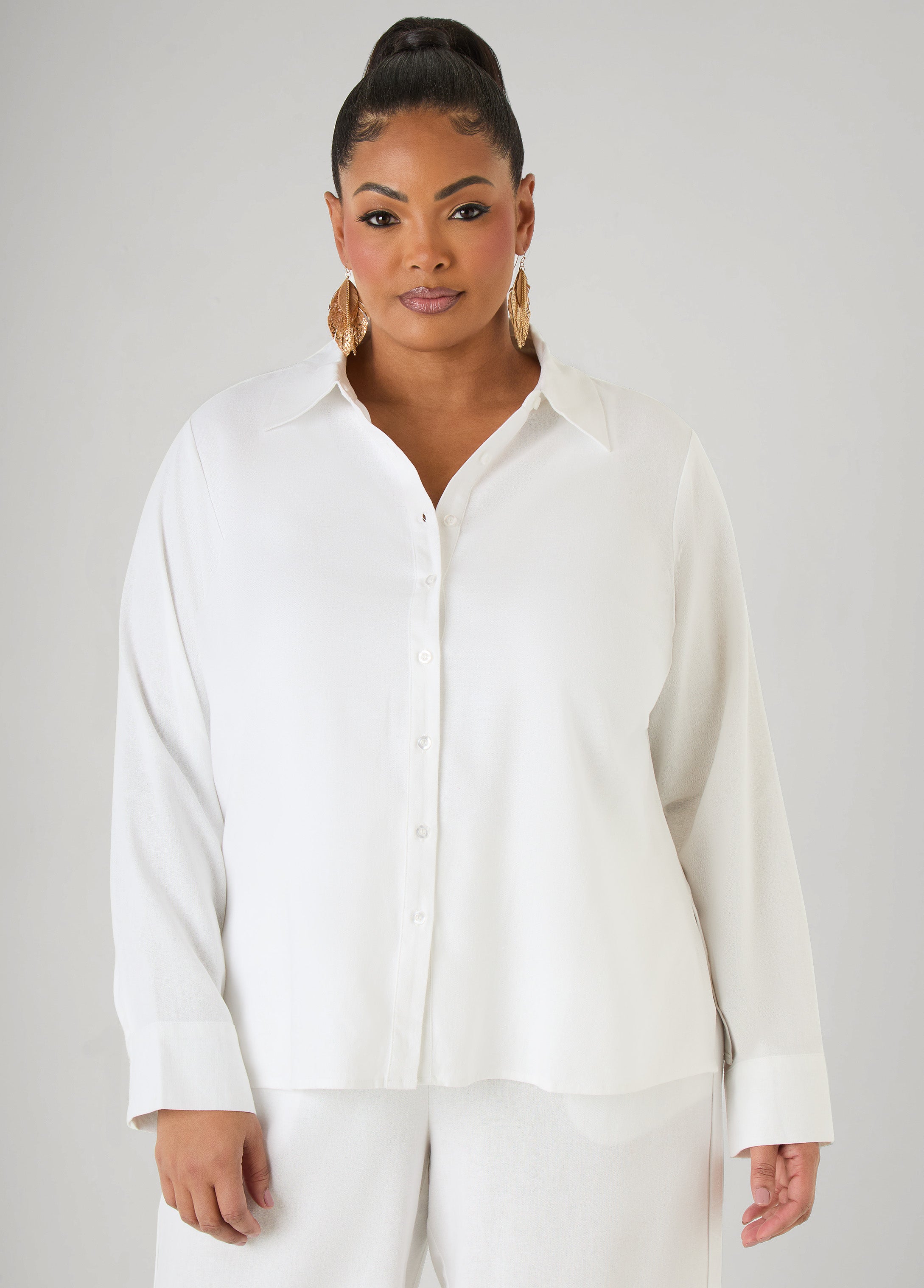 Long Sleeved Linen Blend Shirt