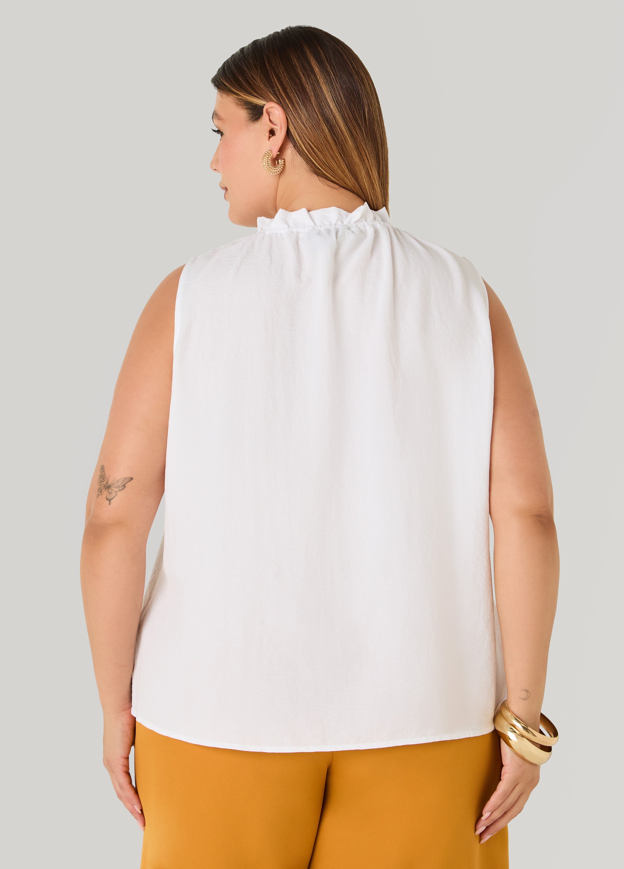 Textured Tie Neck Keyhole Top