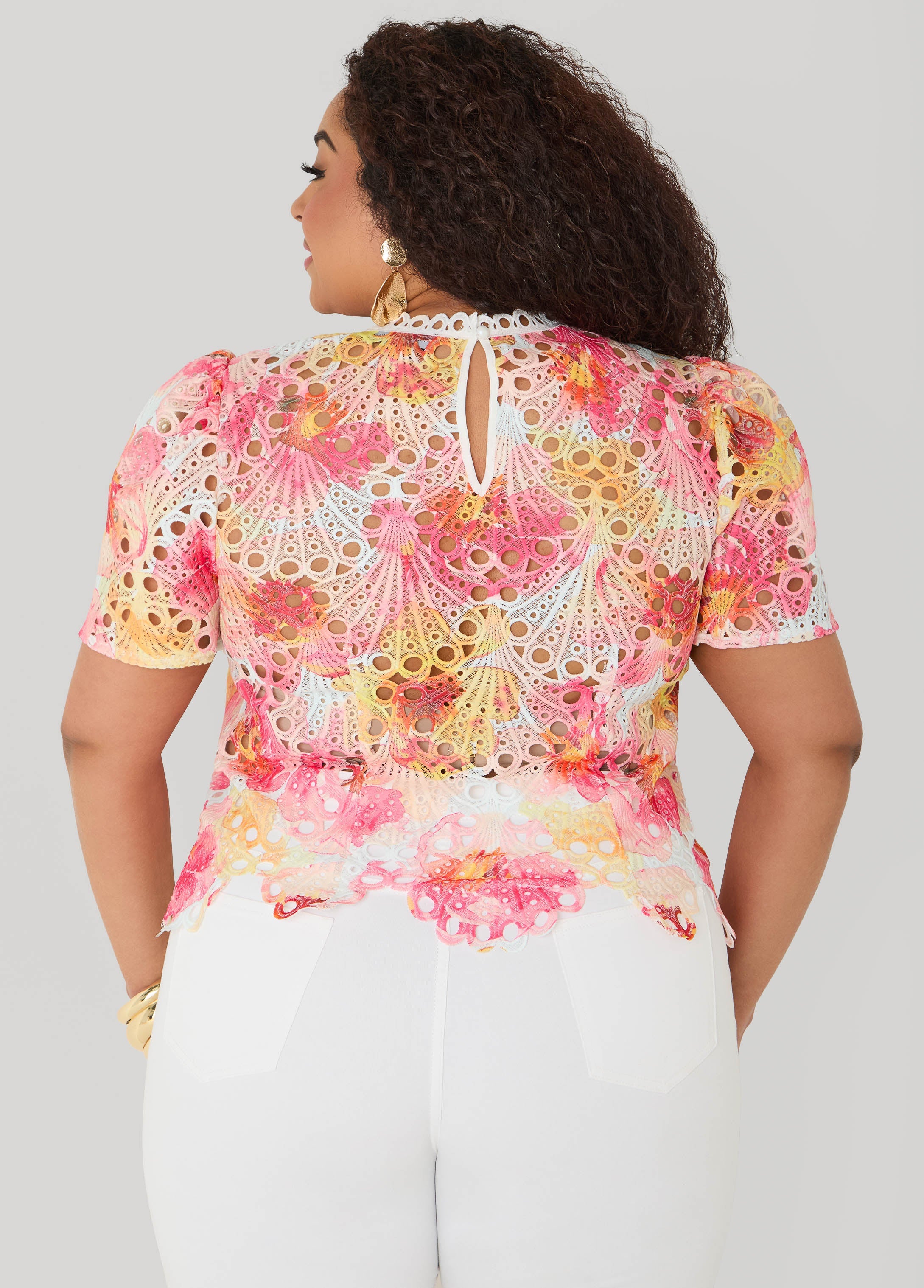 Floral Print Crochet Lace Top