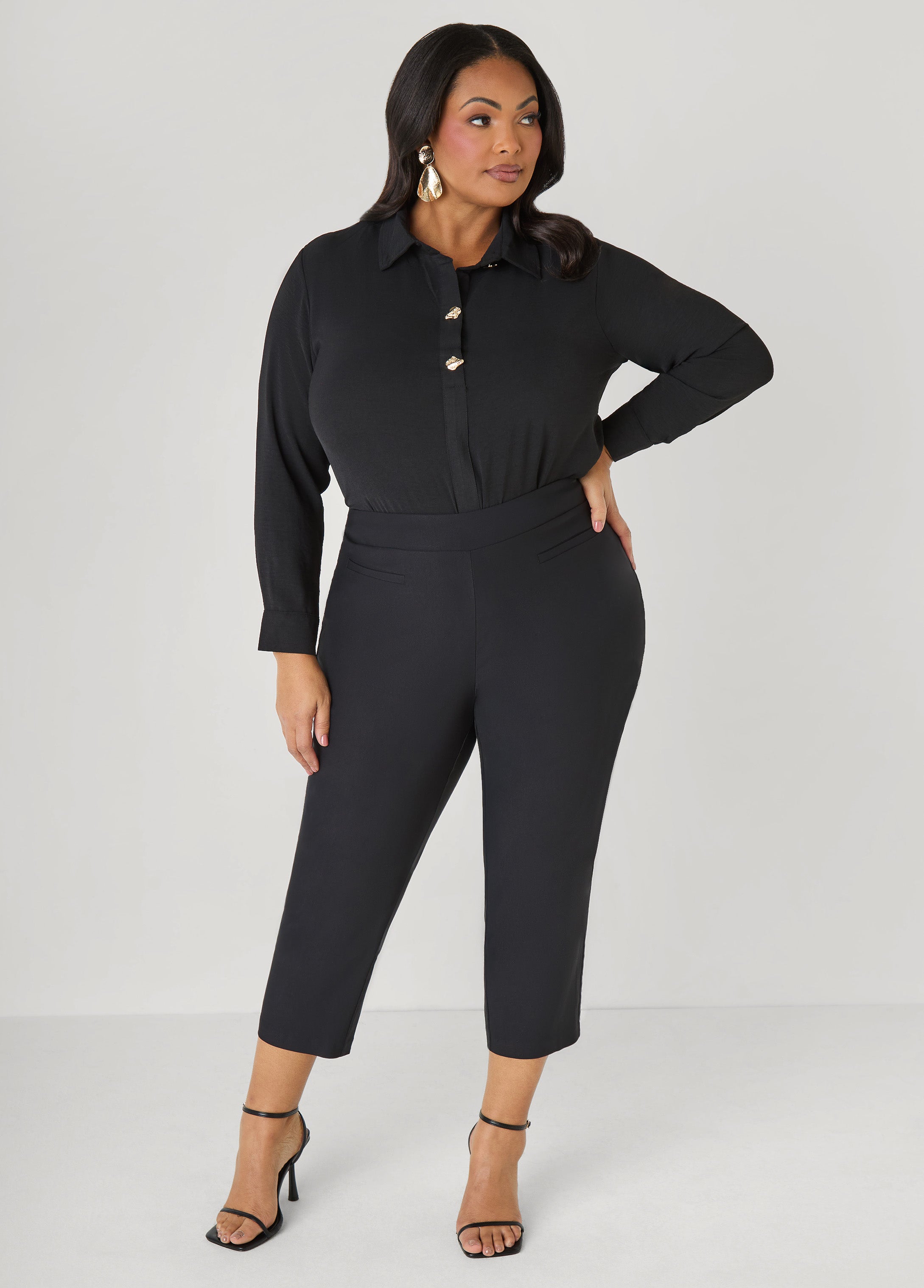 Button Embellished Textured Shirt