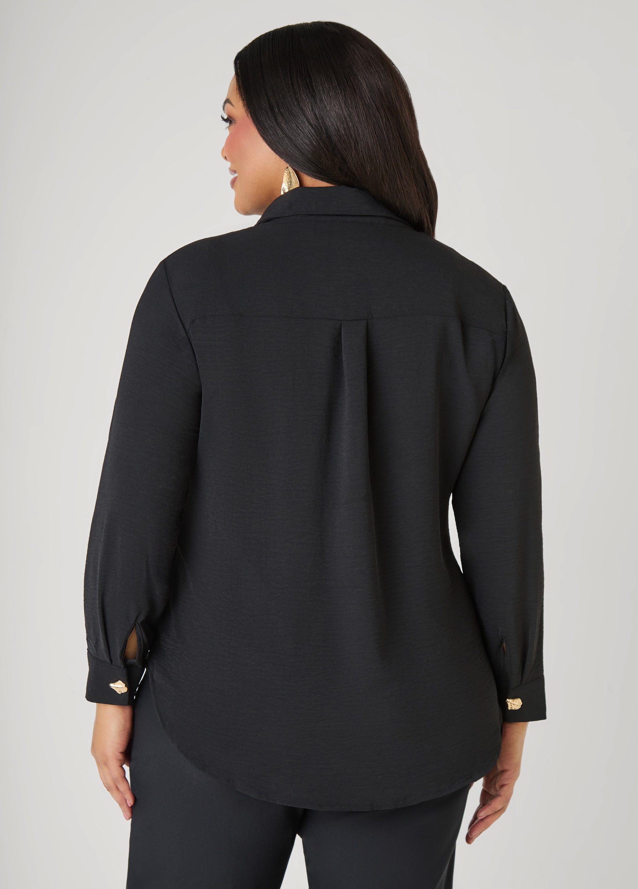 Button Embellished Textured Shirt