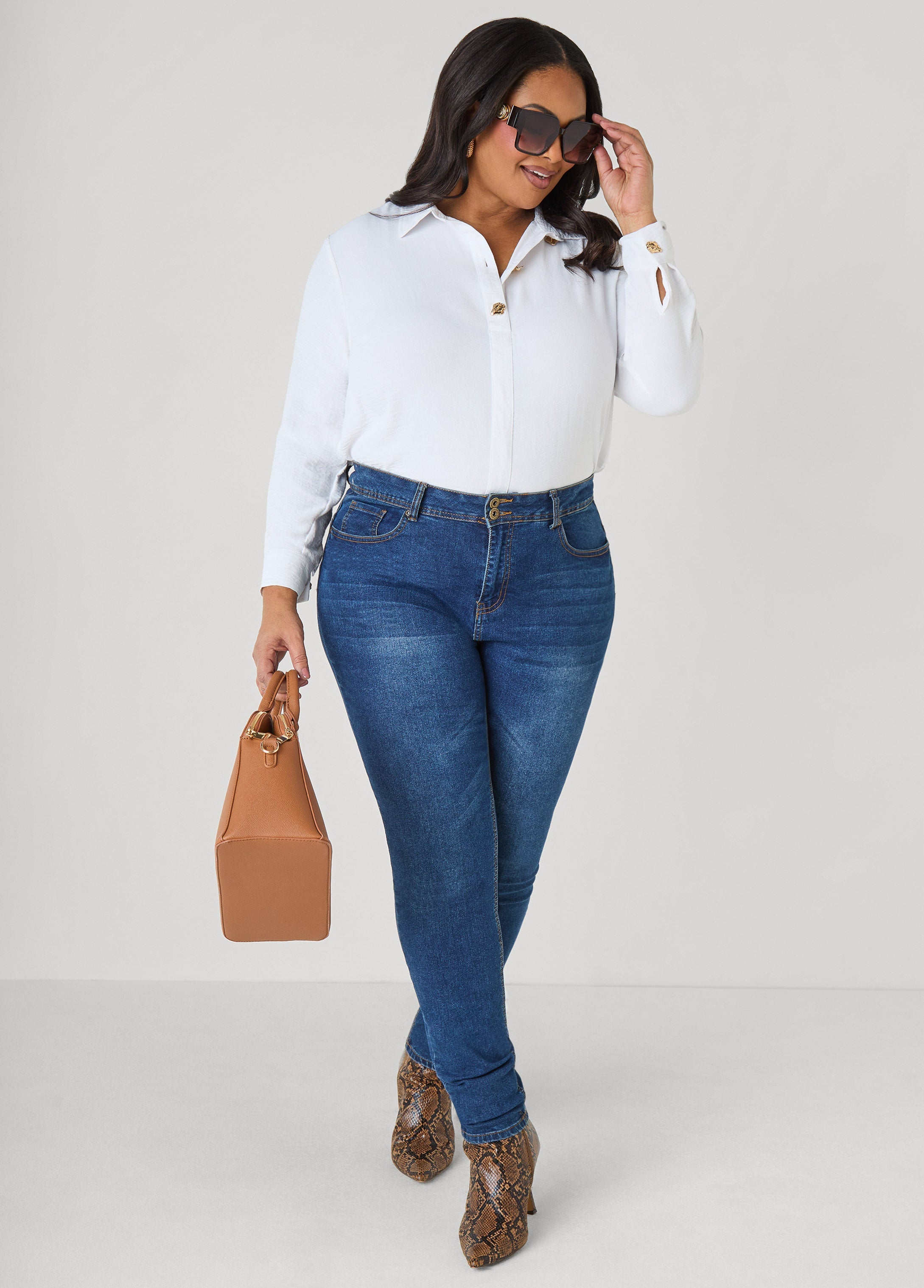 Button Embellished Textured Shirt