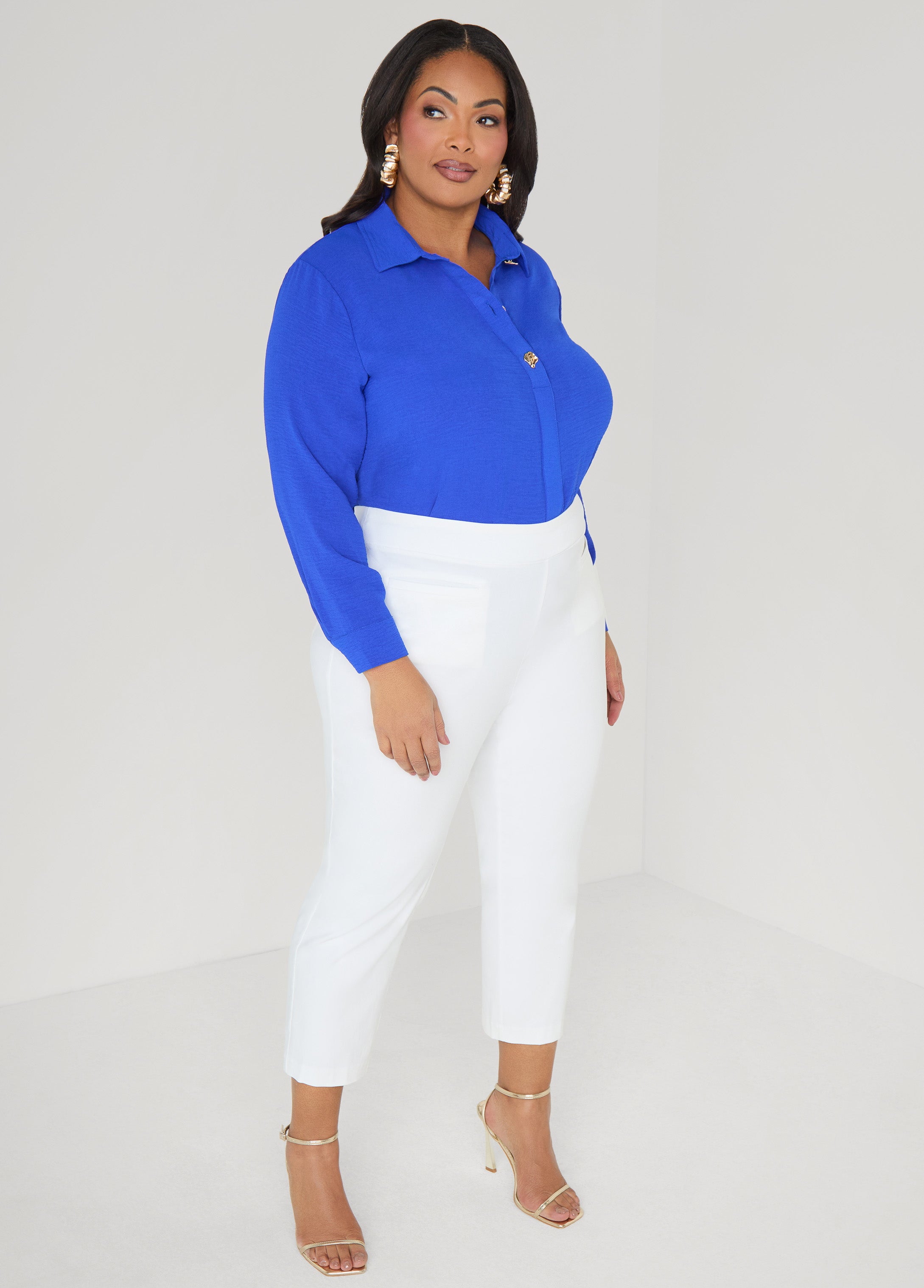 Button Embellished Textured Shirt