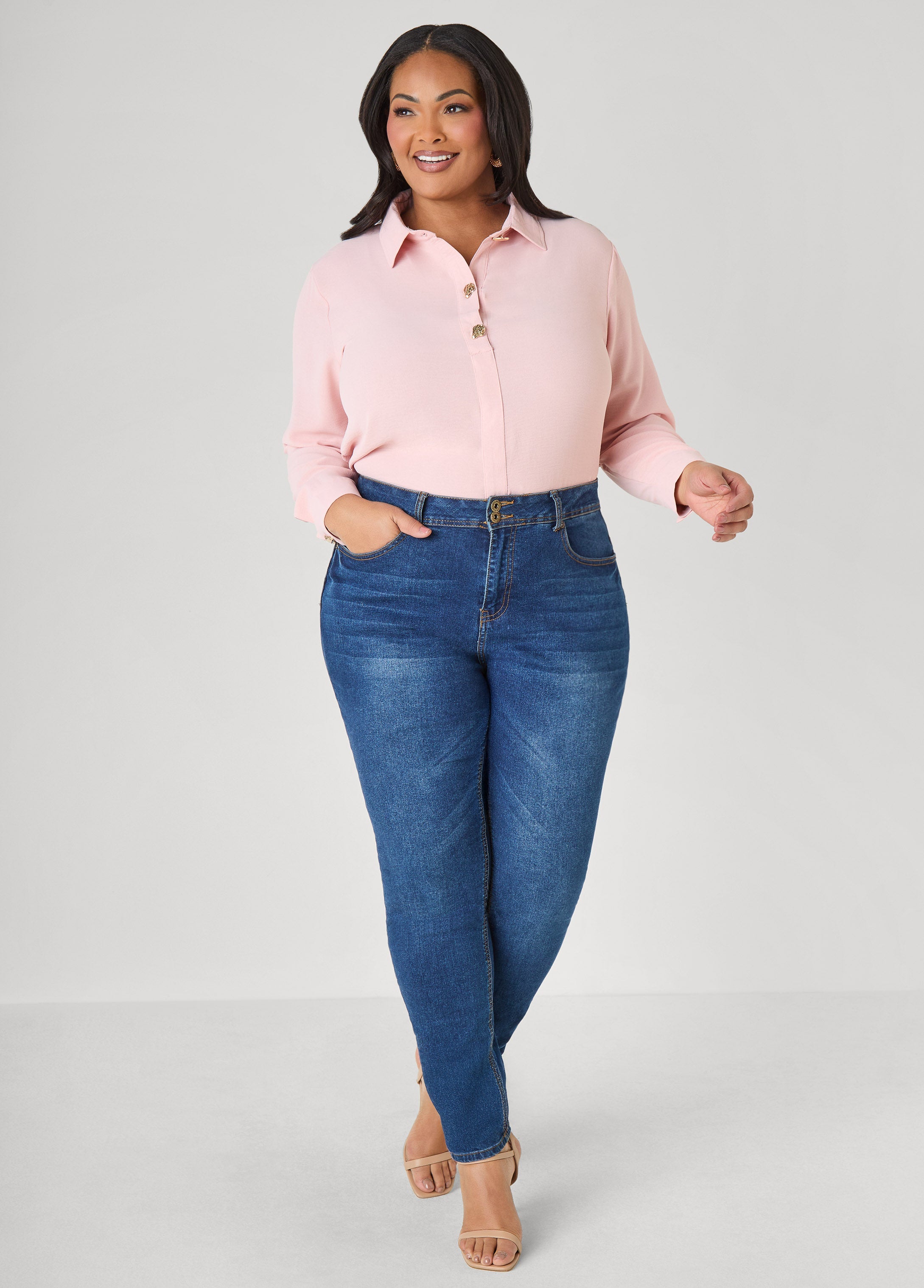 Button Embellished Textured Shirt