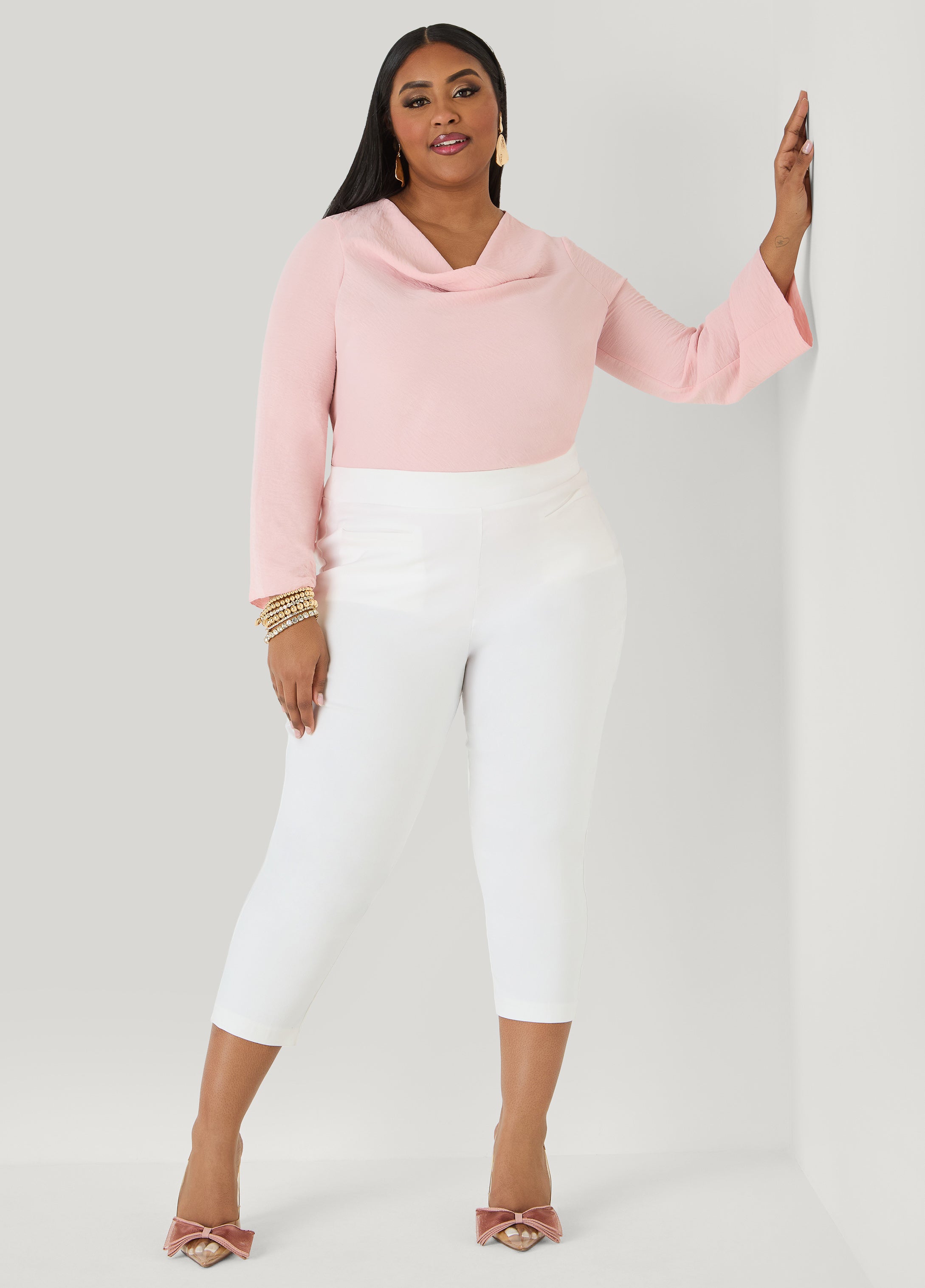 Textured Cowl Neck Blouse