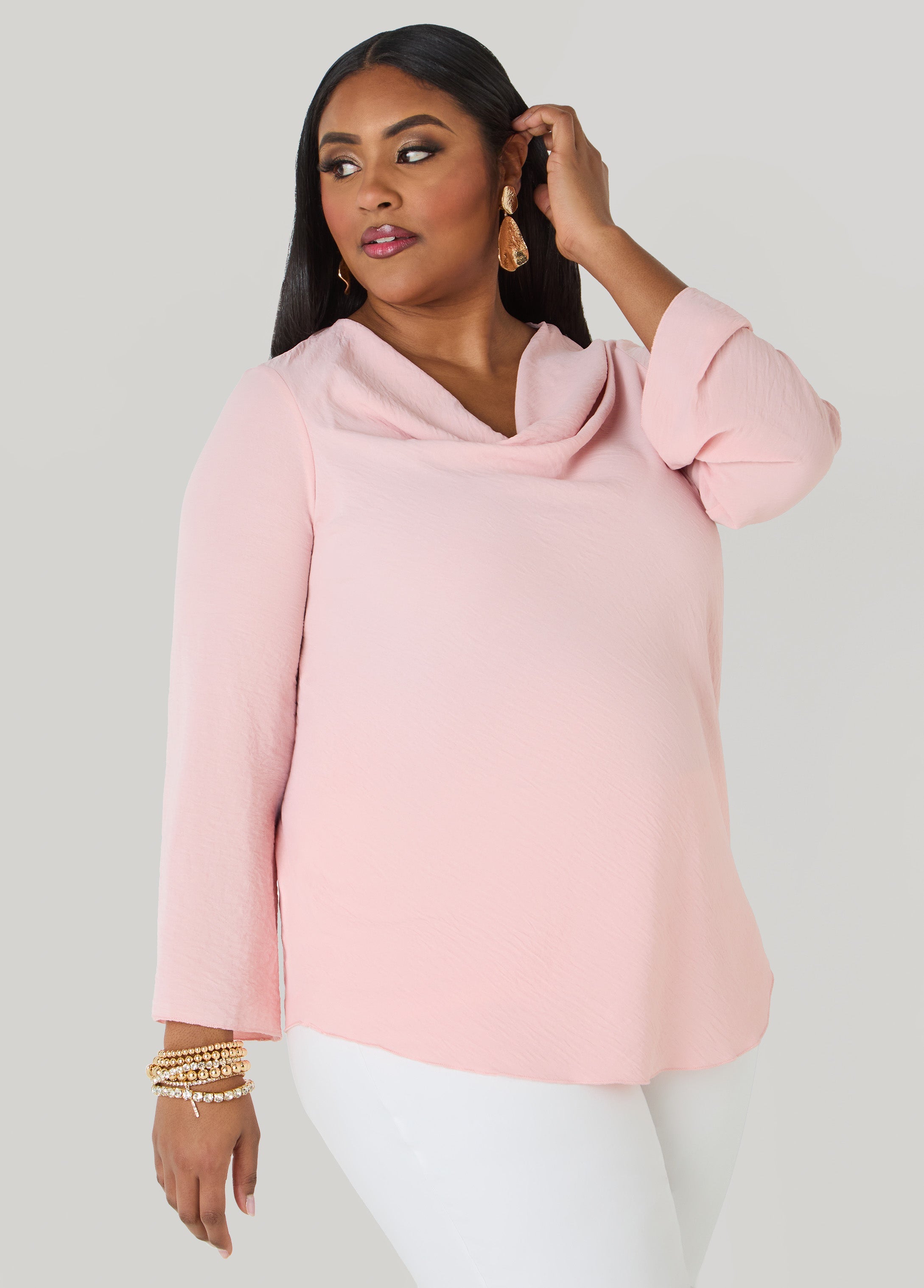 Textured Cowl Neck Blouse
