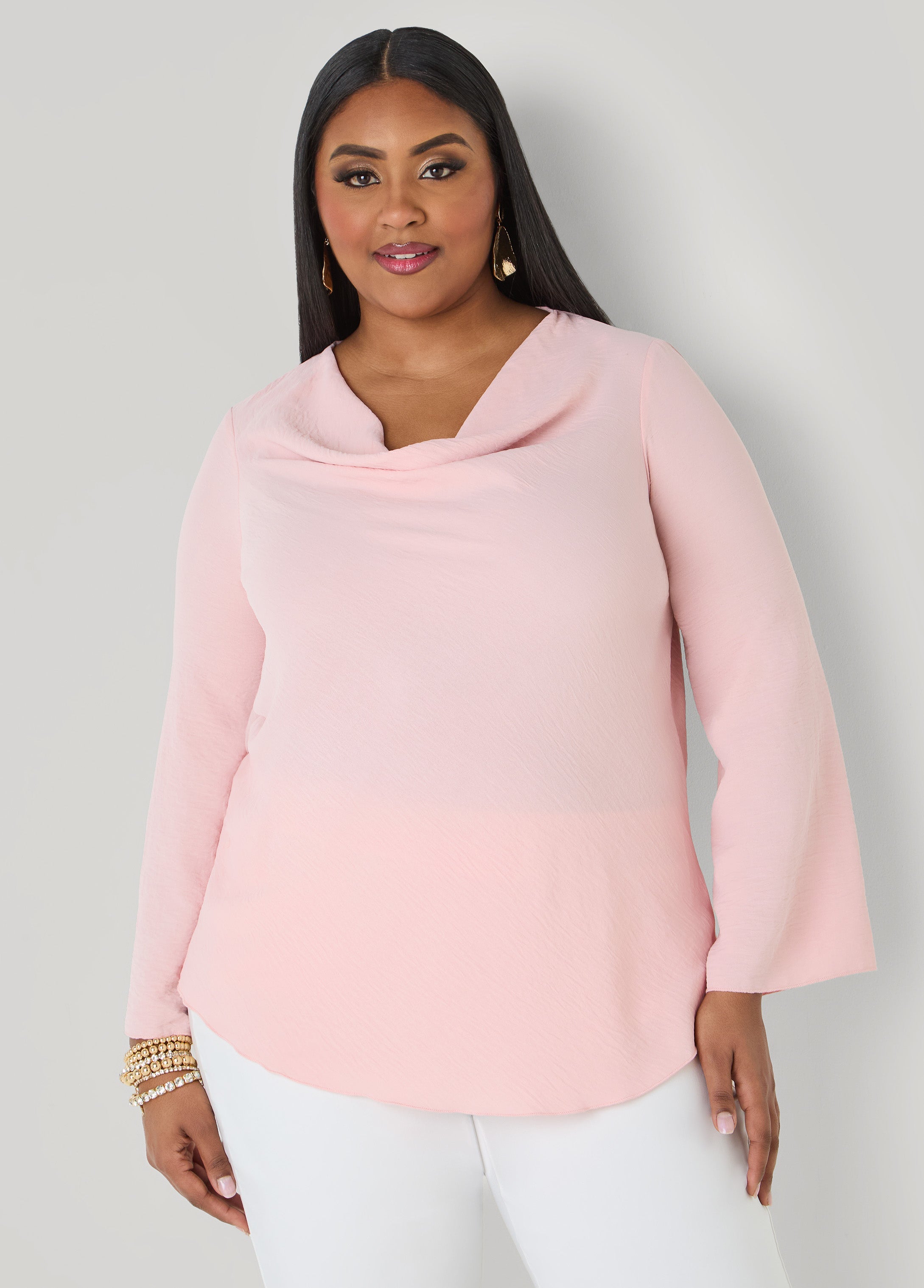Textured Cowl Neck Blouse