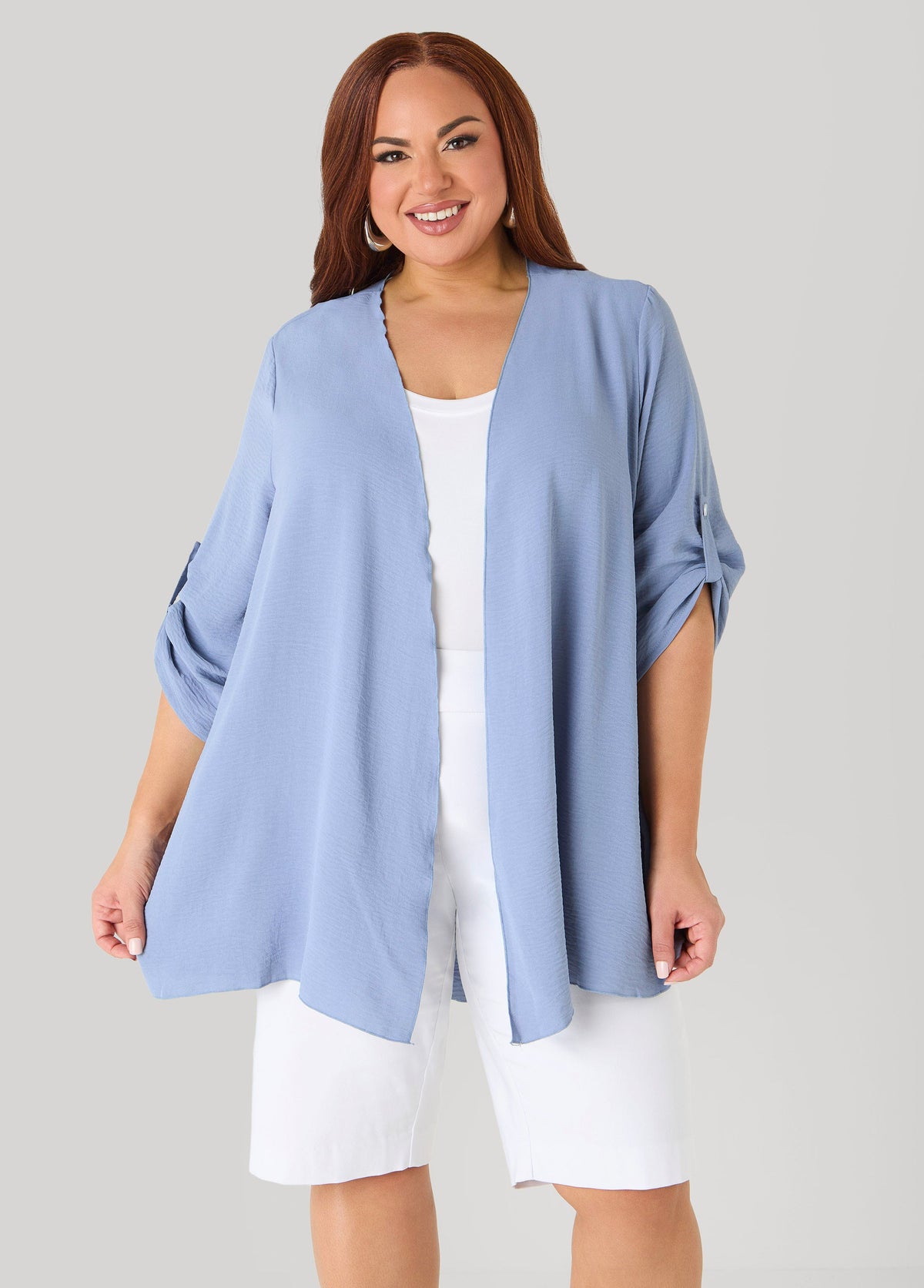Textured Open Front Kimono