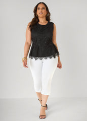 Guipure Lace Peplum Top