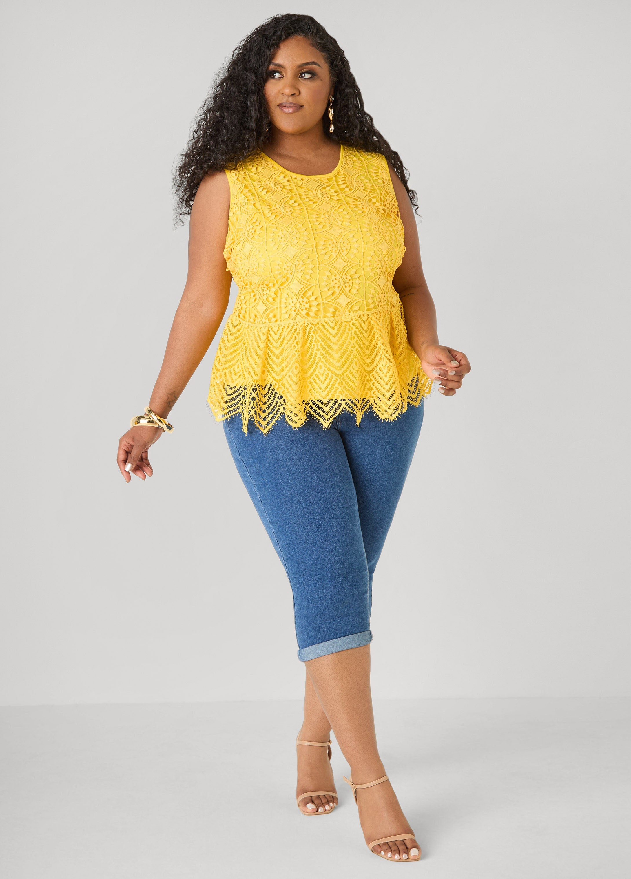 Guipure Lace Peplum Top