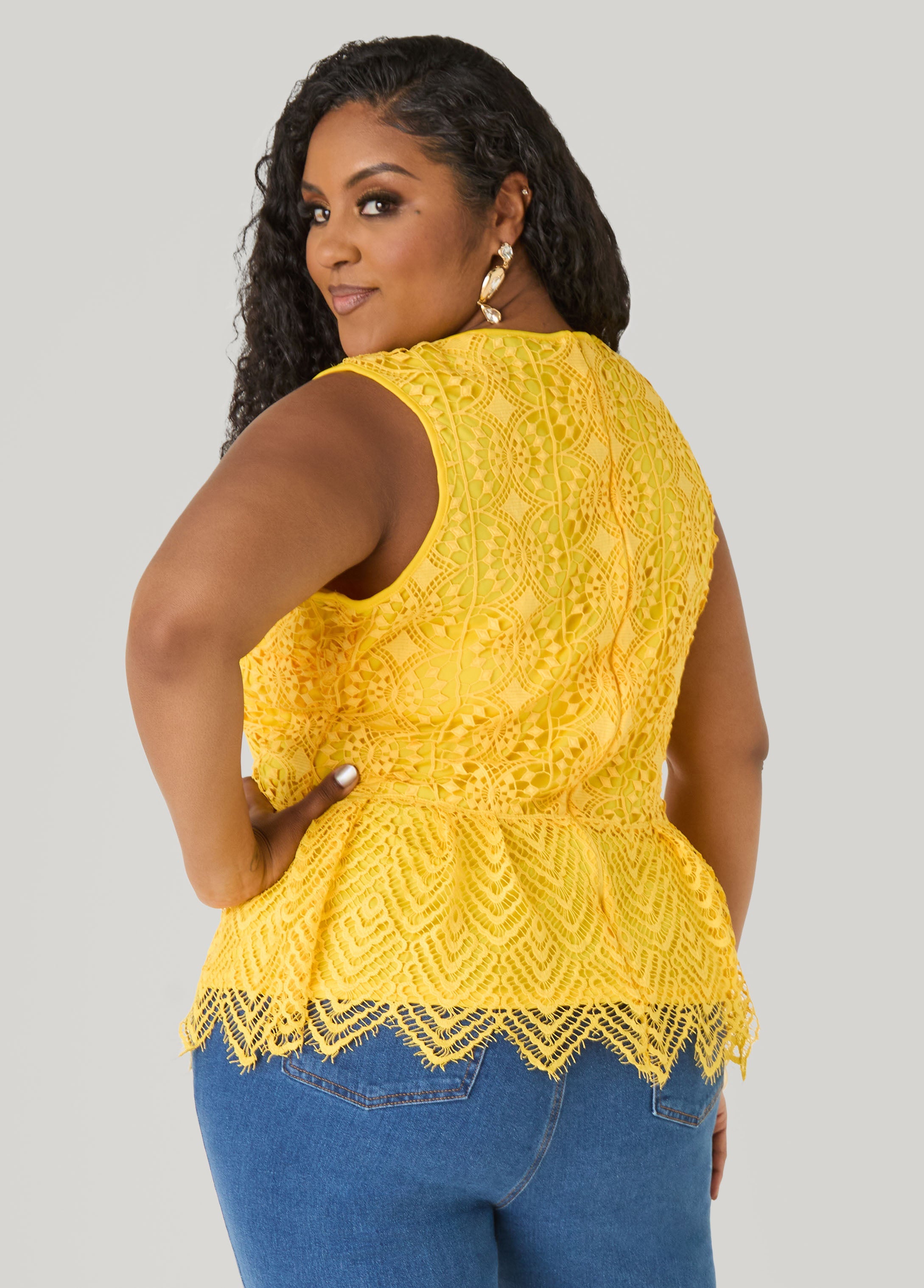 Guipure Lace Peplum Top