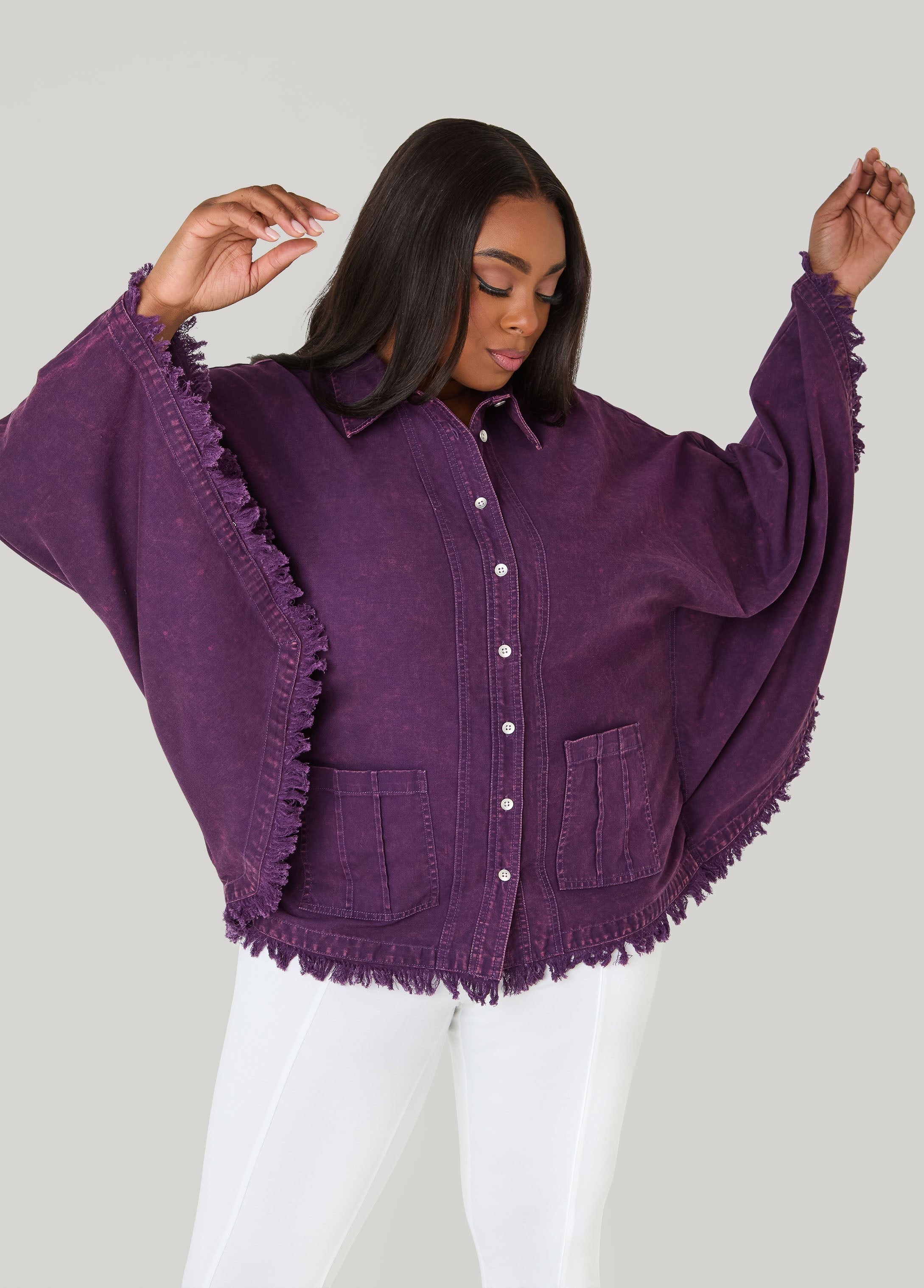 Bell Sleeved Denim Poncho
