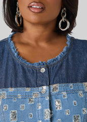 Distressed Embellished Denim Shirt