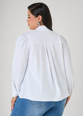 Pleated Tie Neck Shirt