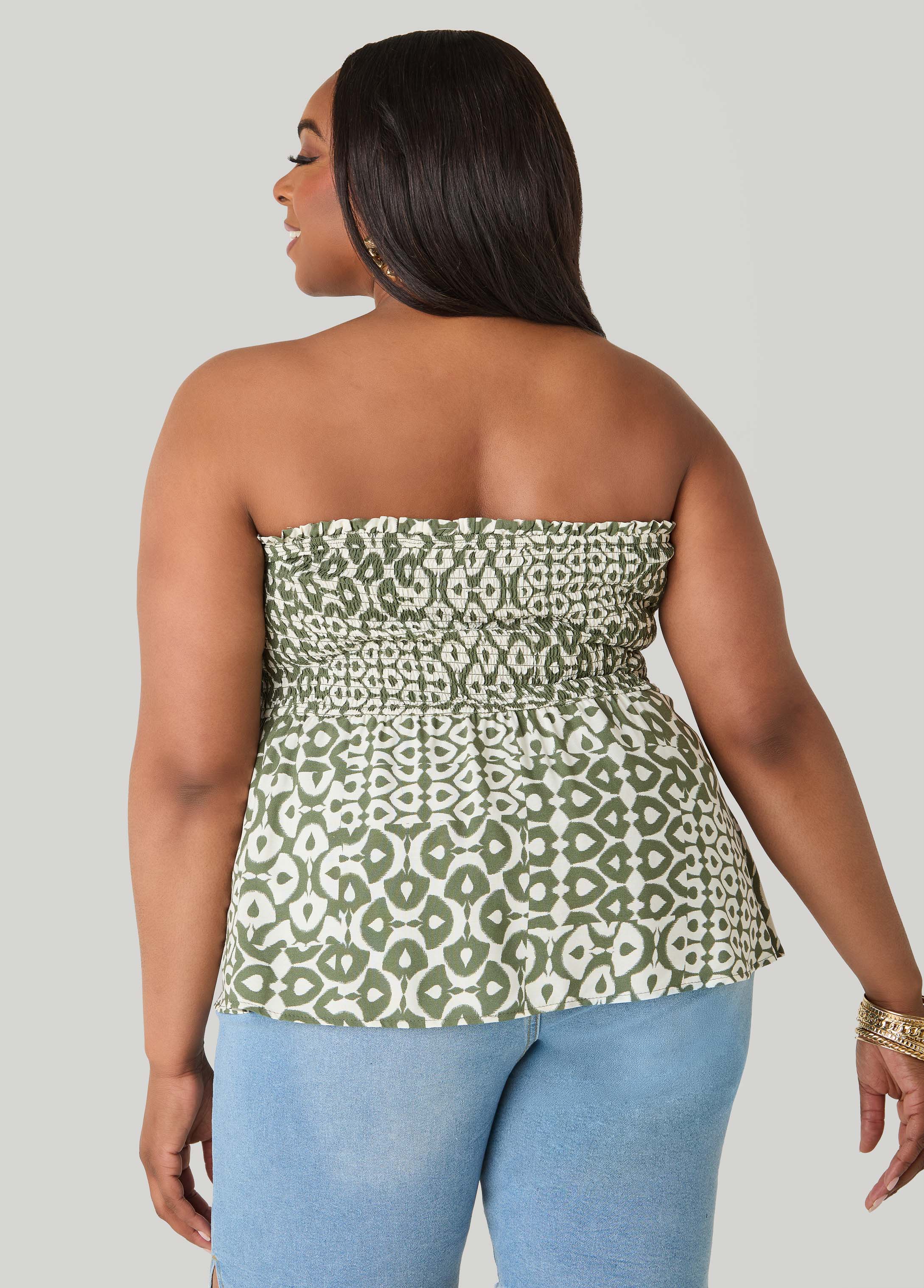 Printed Strapless Handkerchief Top