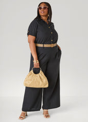 Cuffed Button Front Shirt