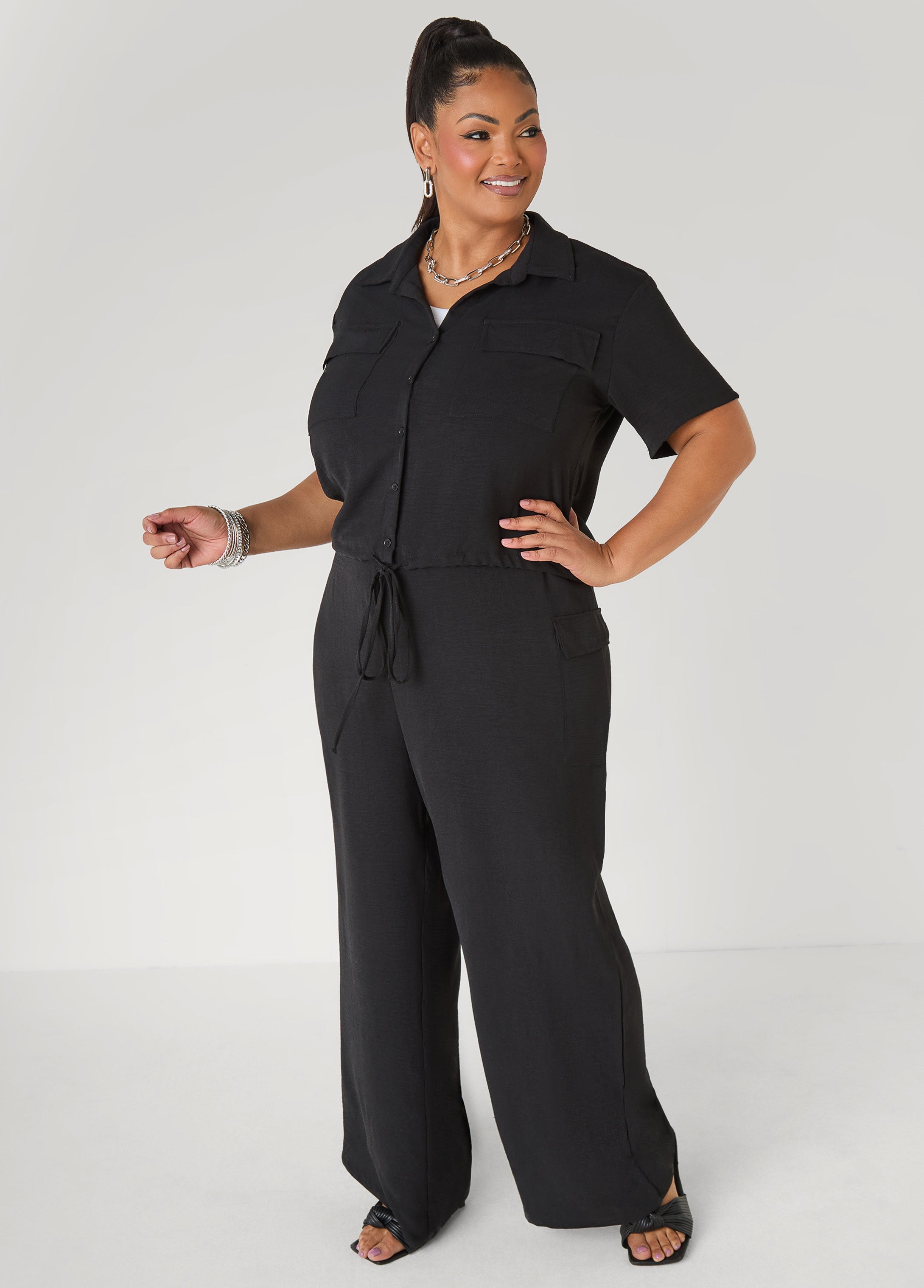 Drawstring Cropped Shirt