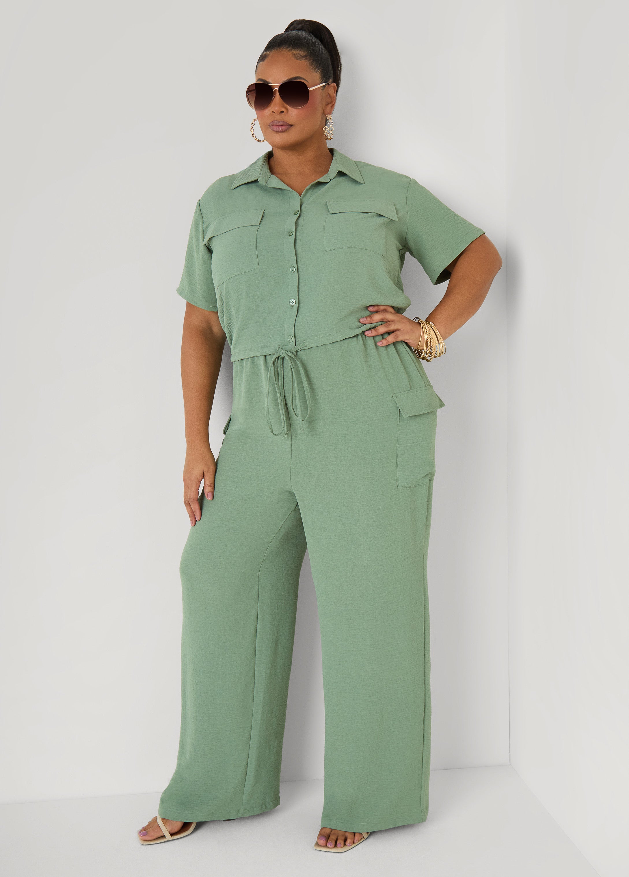 Drawstring Cropped Shirt
