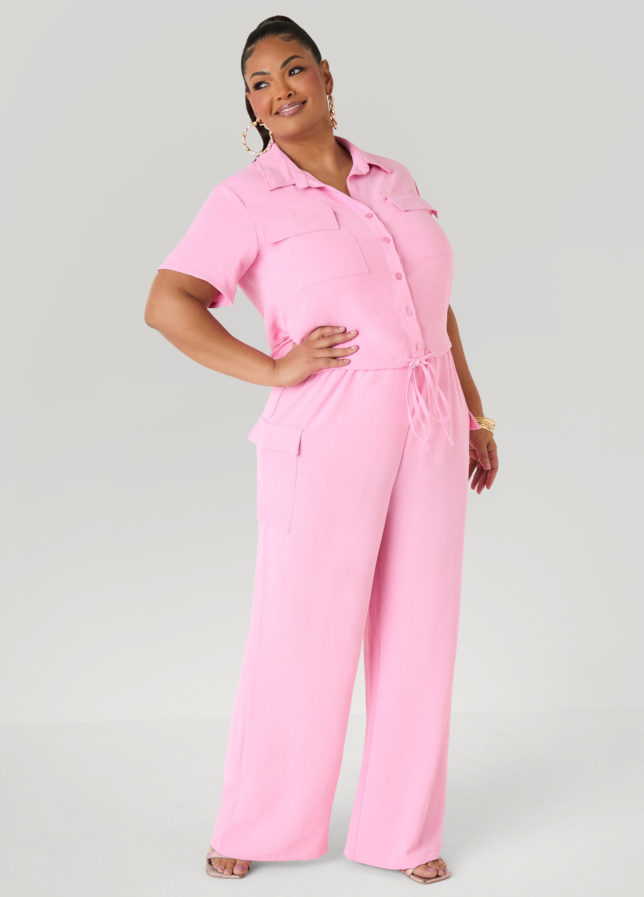 Drawstring Cropped Shirt