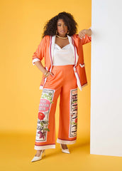 Floral Stamp Print Scuba Pants