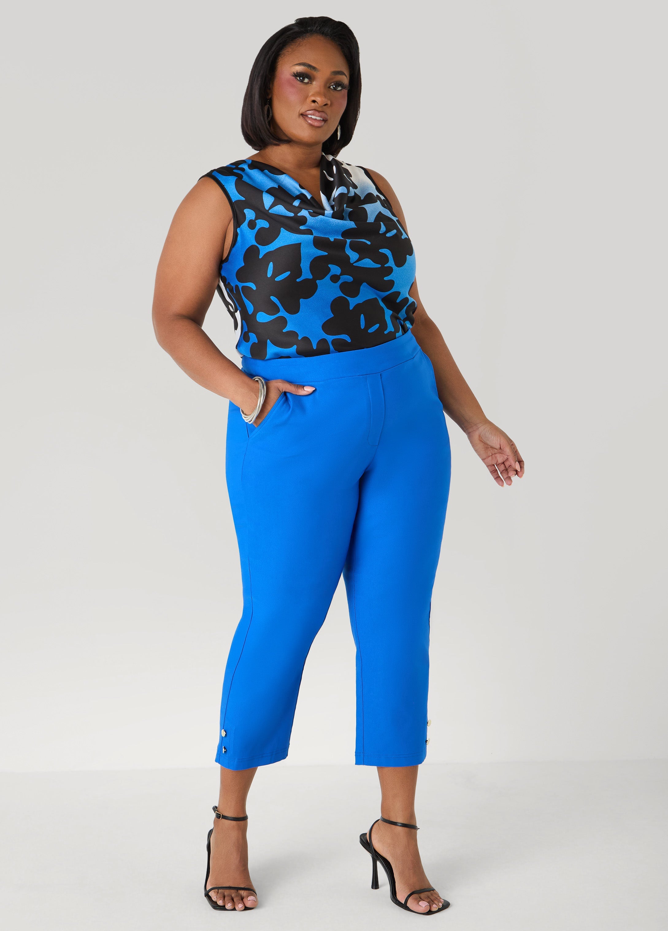 Millennium Button Accented Capris