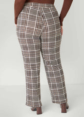 Textured Plaid Pull On Pants