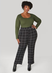 Textured Windowpane Print Pants