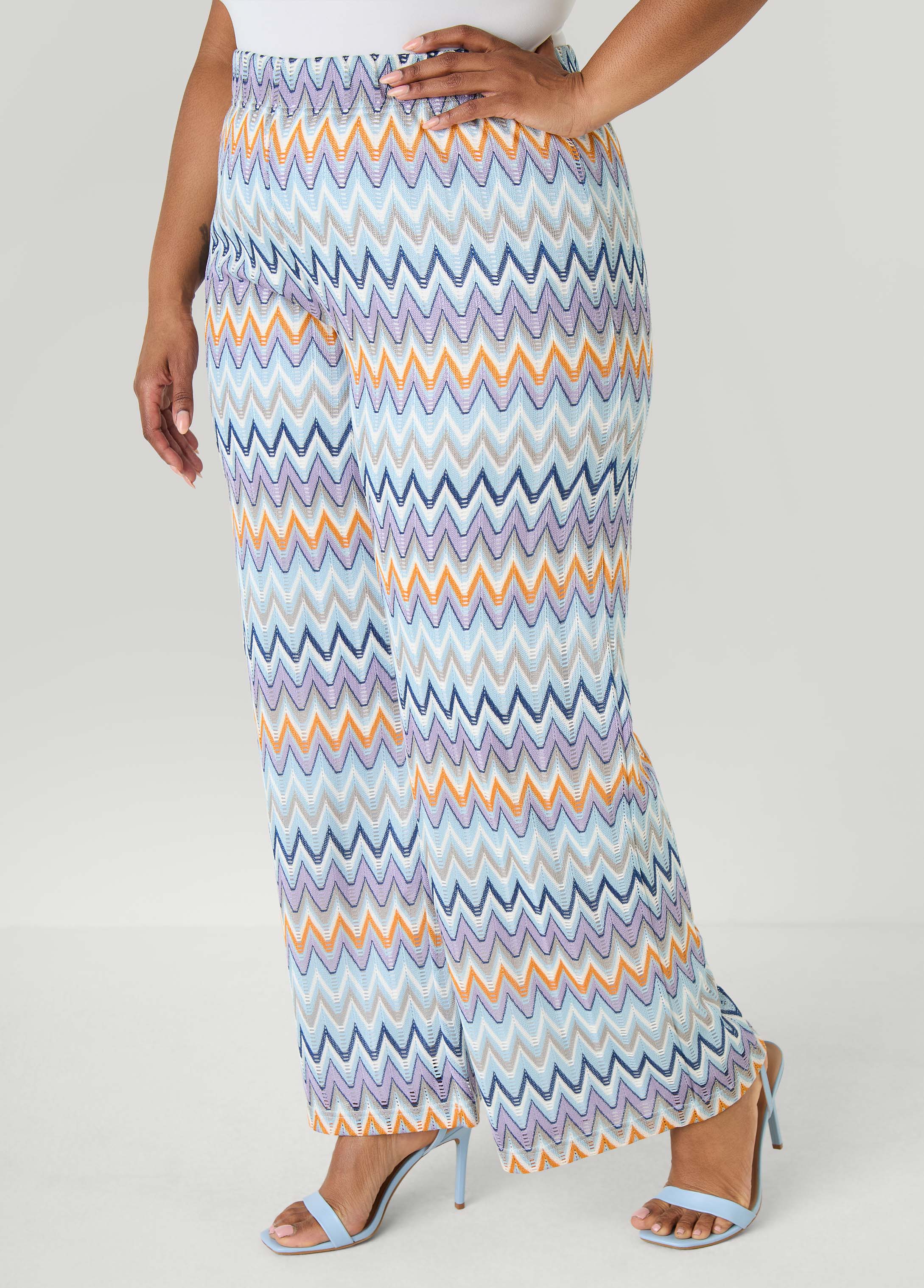 Chevron Knit Wide Leg Pants