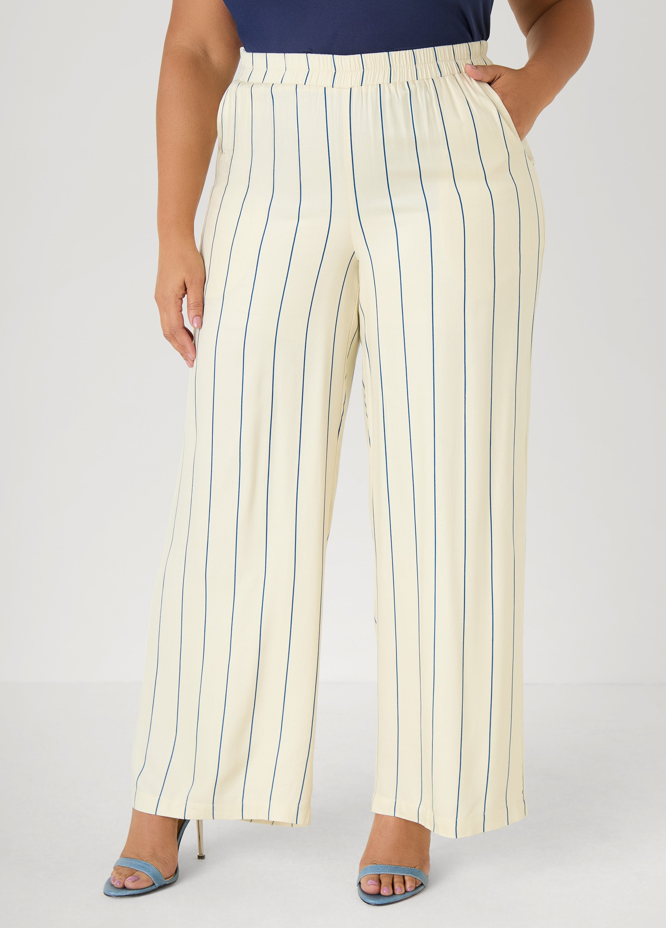 Pinstriped Pull On Pants