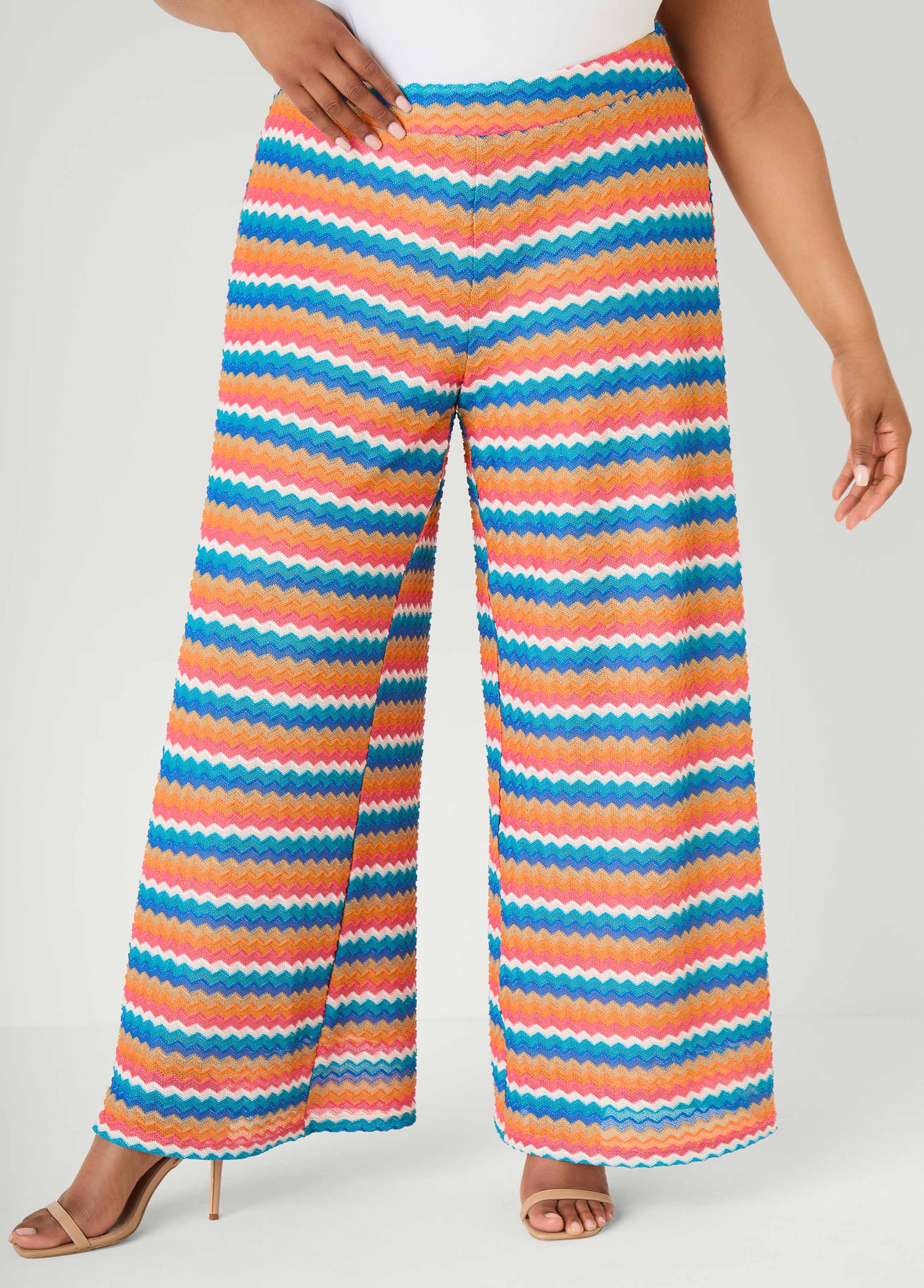 Chevron Knit Wide Leg Pants