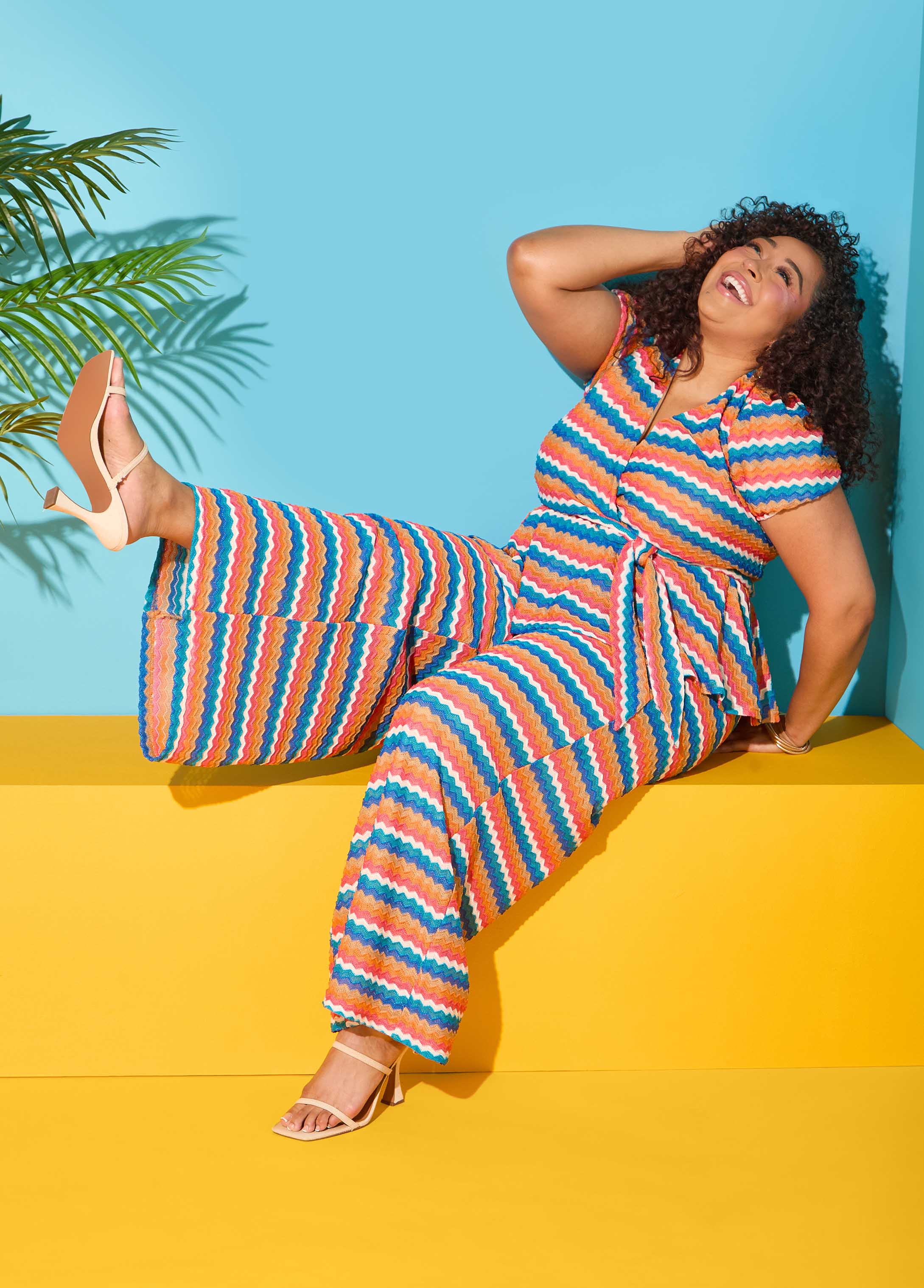 Chevron Knit Wide Leg Pants