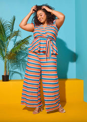 Chevron Knit Wide Leg Pants