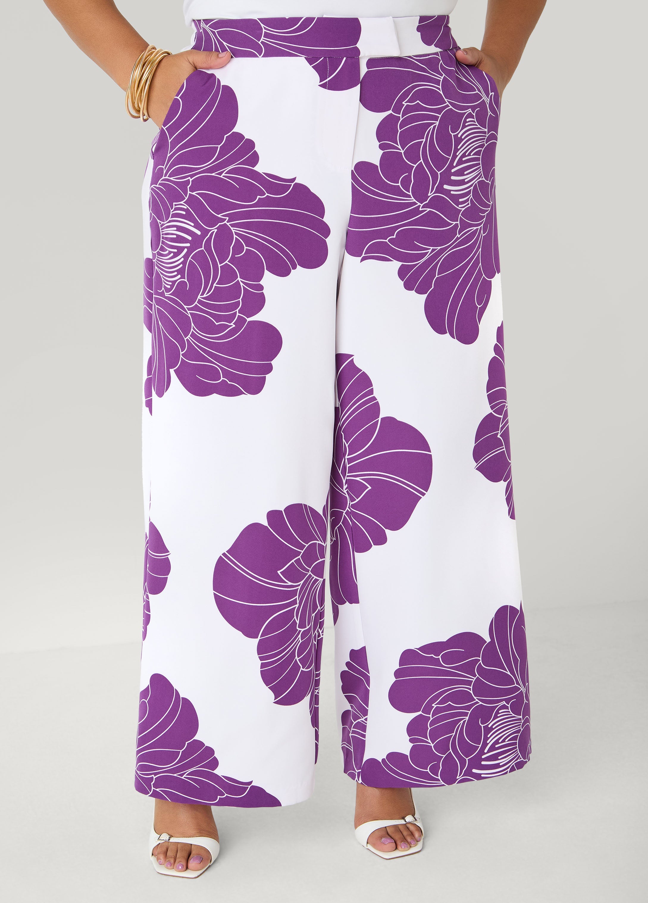 Floral Print Wide Leg Pants