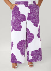 Floral Print Wide Leg Pants