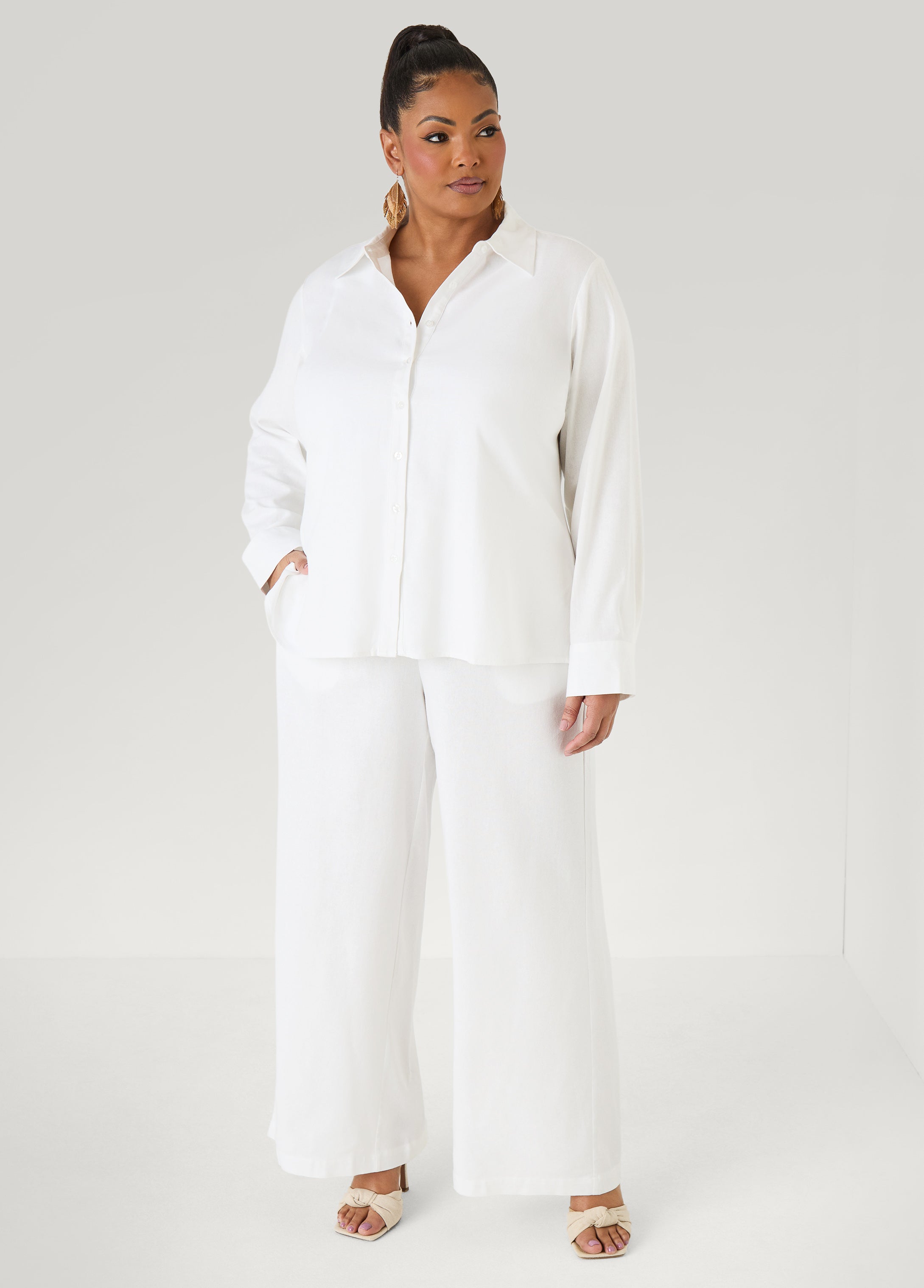 Pull On Linen Blend Pants