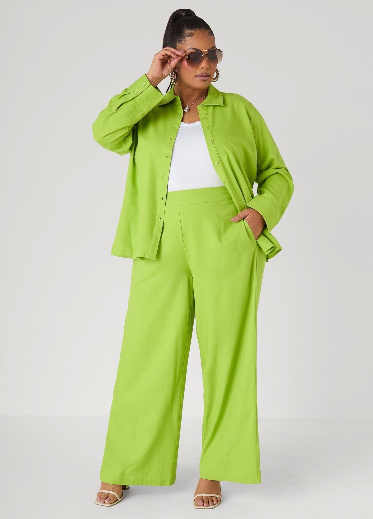 Pull On Linen Blend Pants