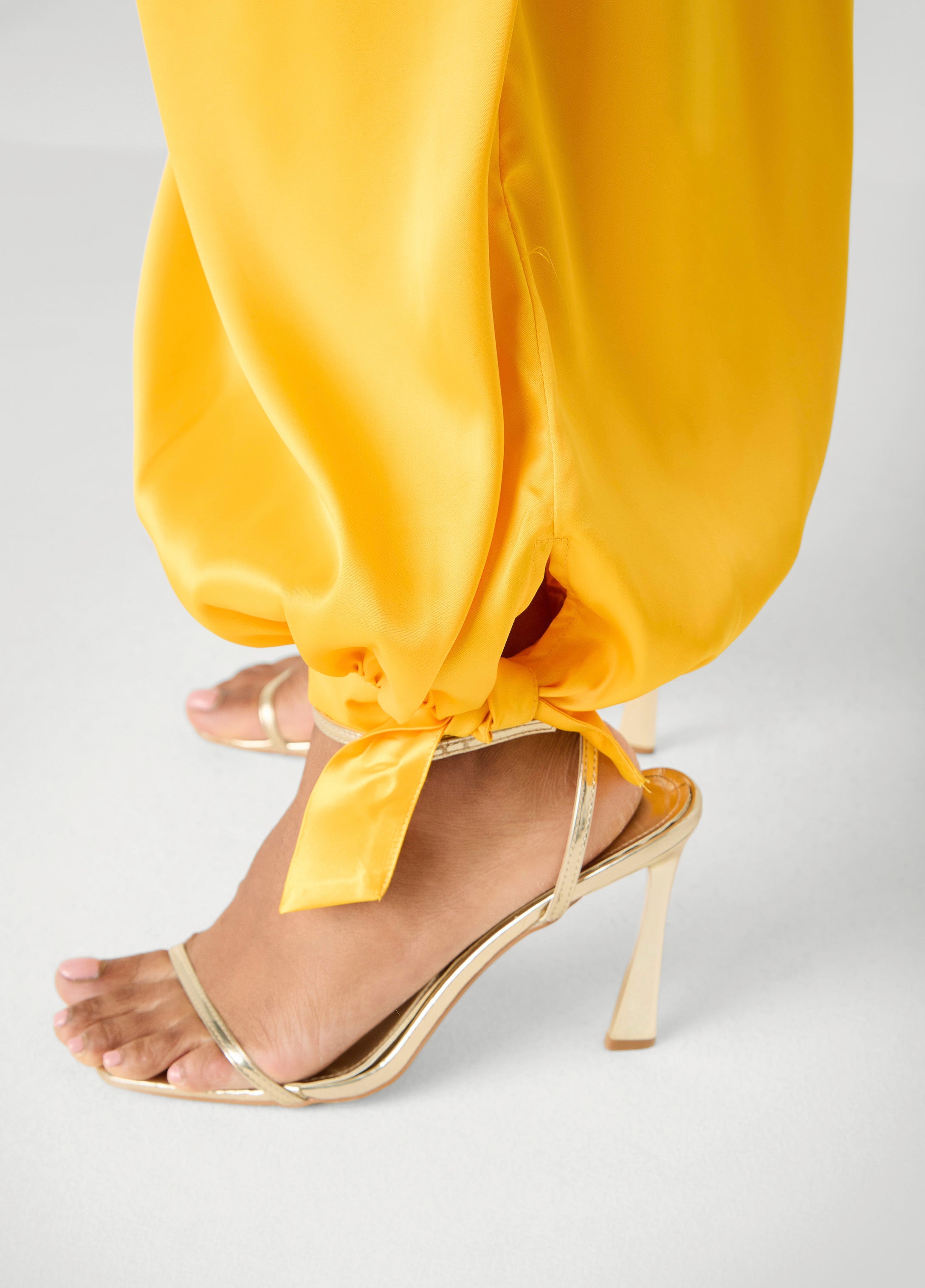 Ankle Tie Satin Balloon Pants
