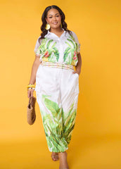 Palm Print Balloon Pants