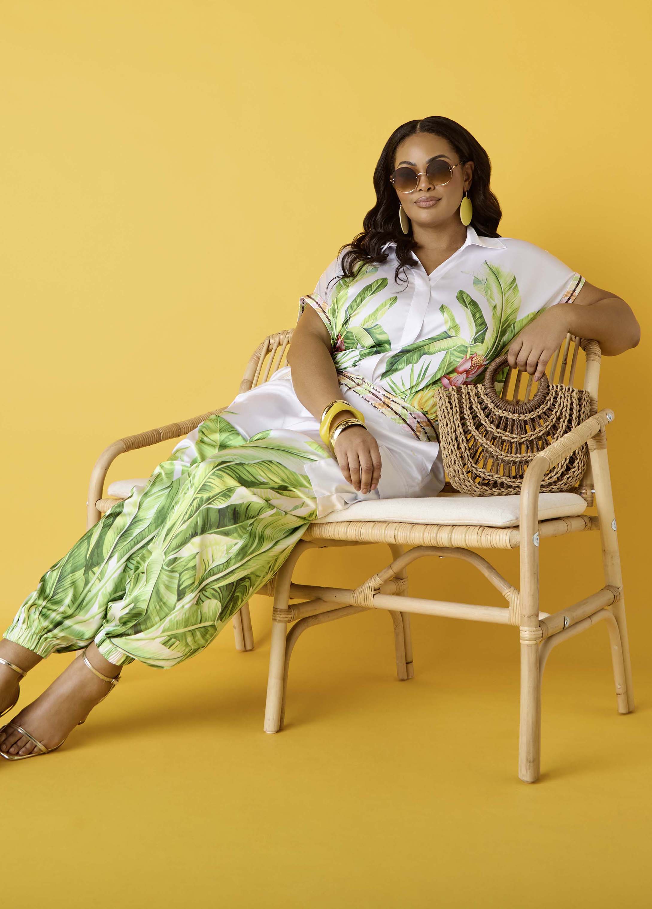 Palm Print Balloon Pants