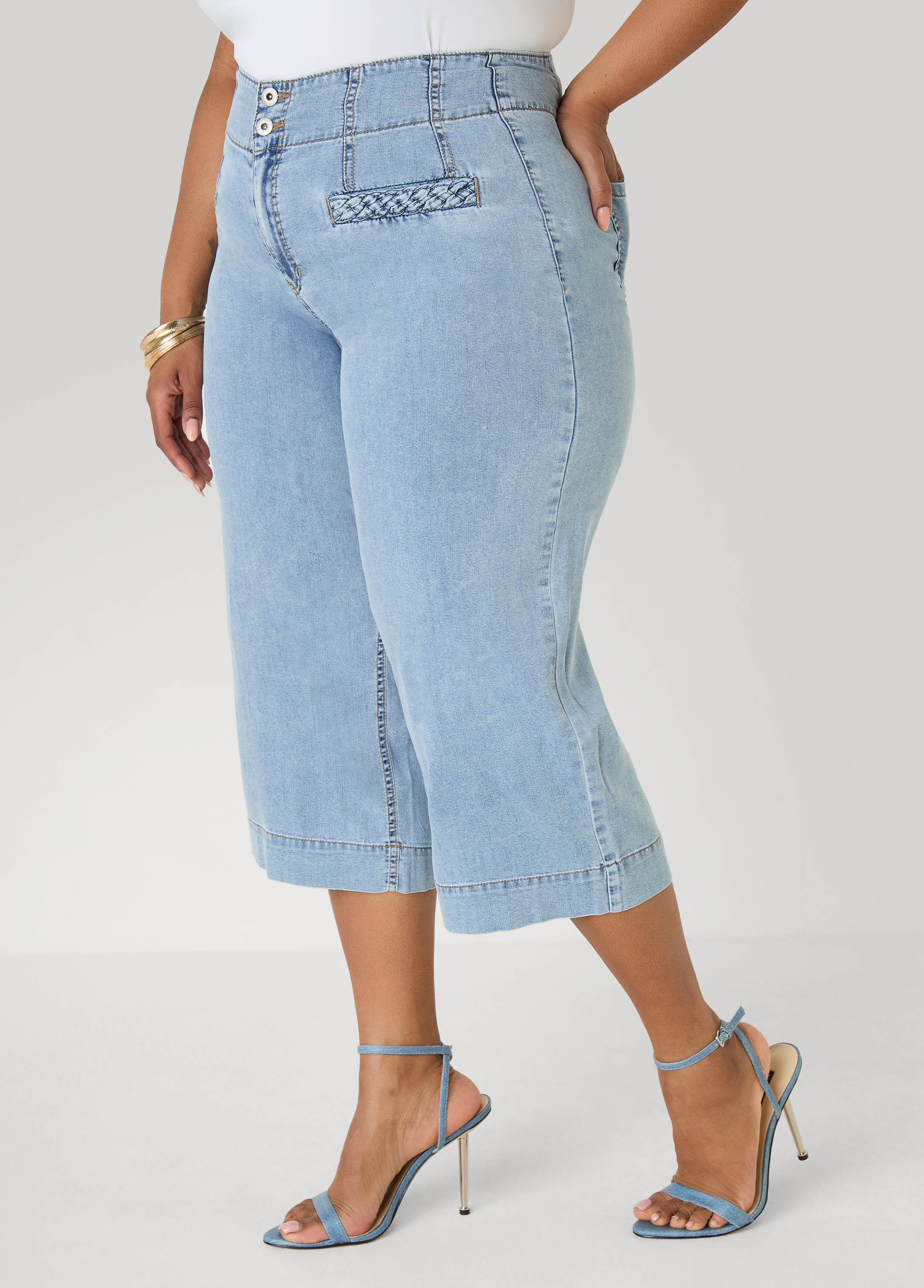 Braided Chambray Capris